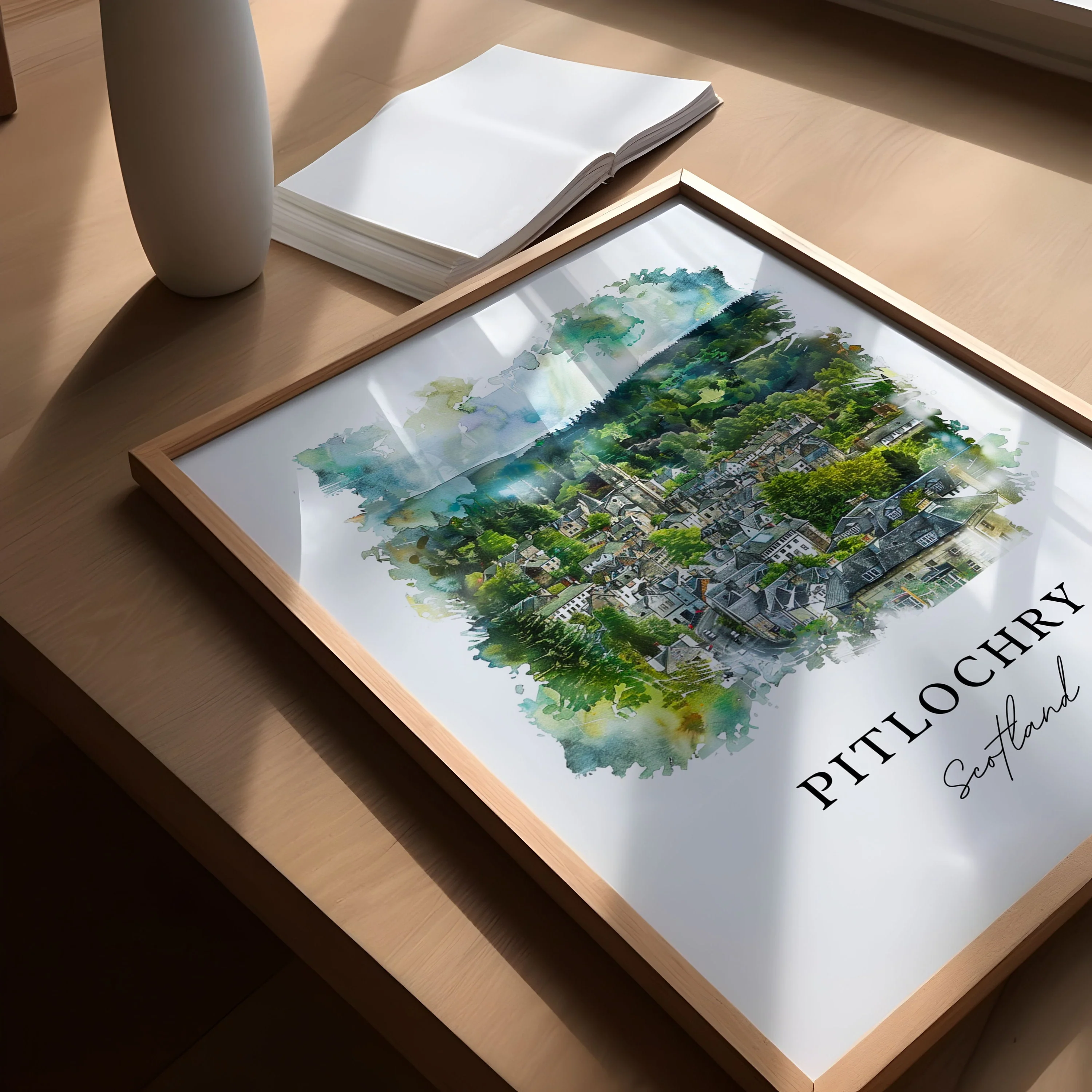 Pitlochry, Scotland – Watercolor Art Print - Image 3