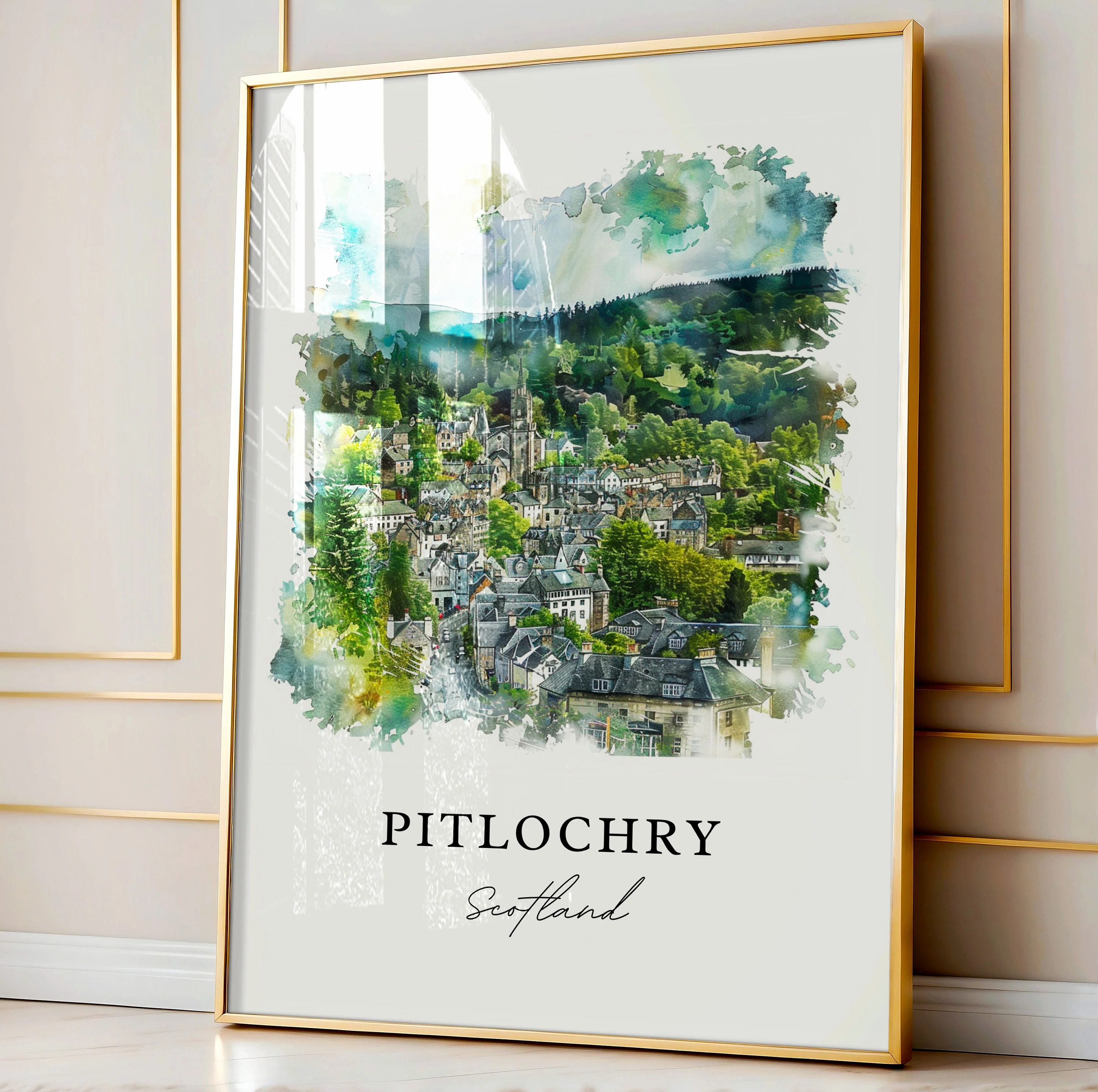 Pitlochry, Scotland – Watercolor Art Print - Image 4