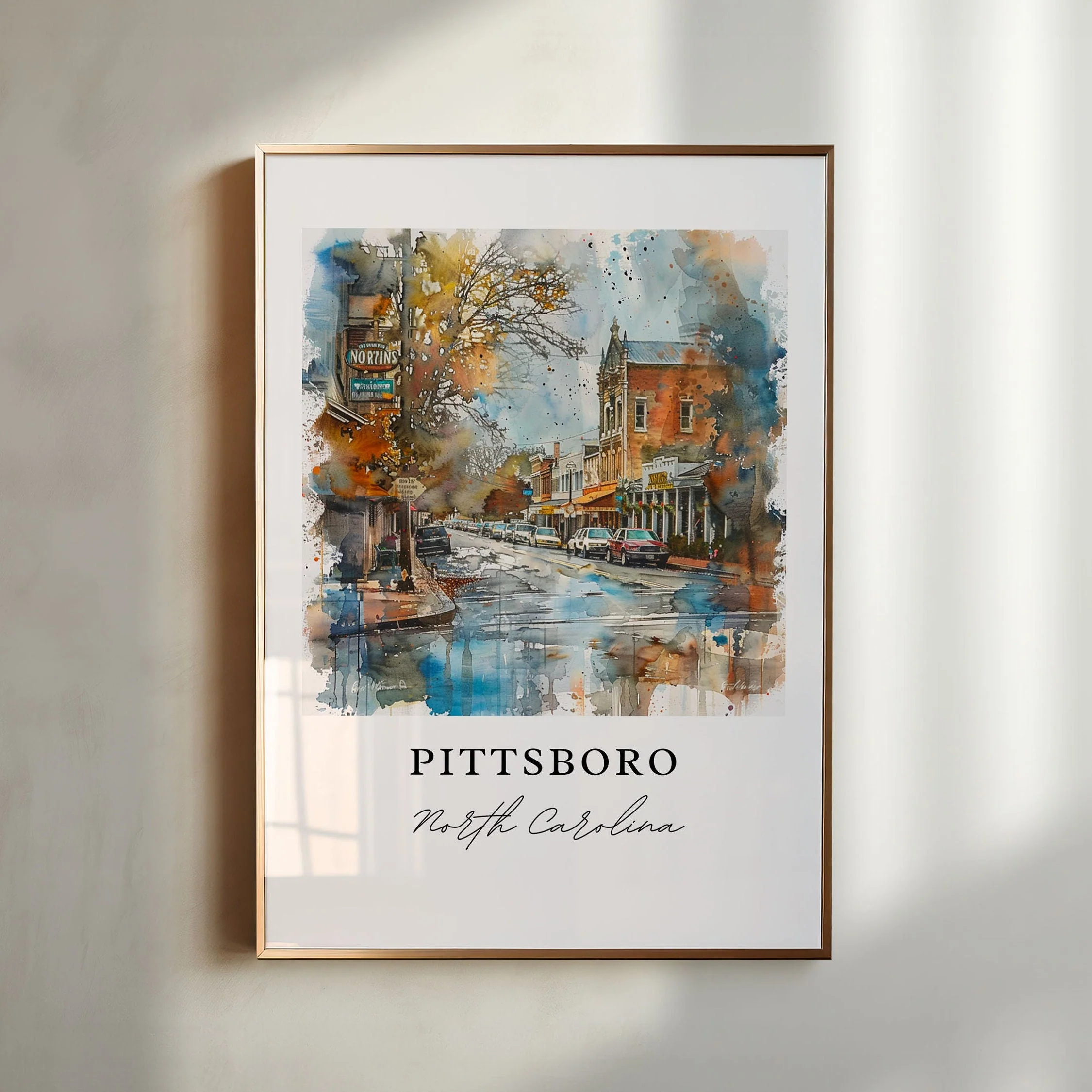 Pittsboro, NC, USA – Watercolor Art Print