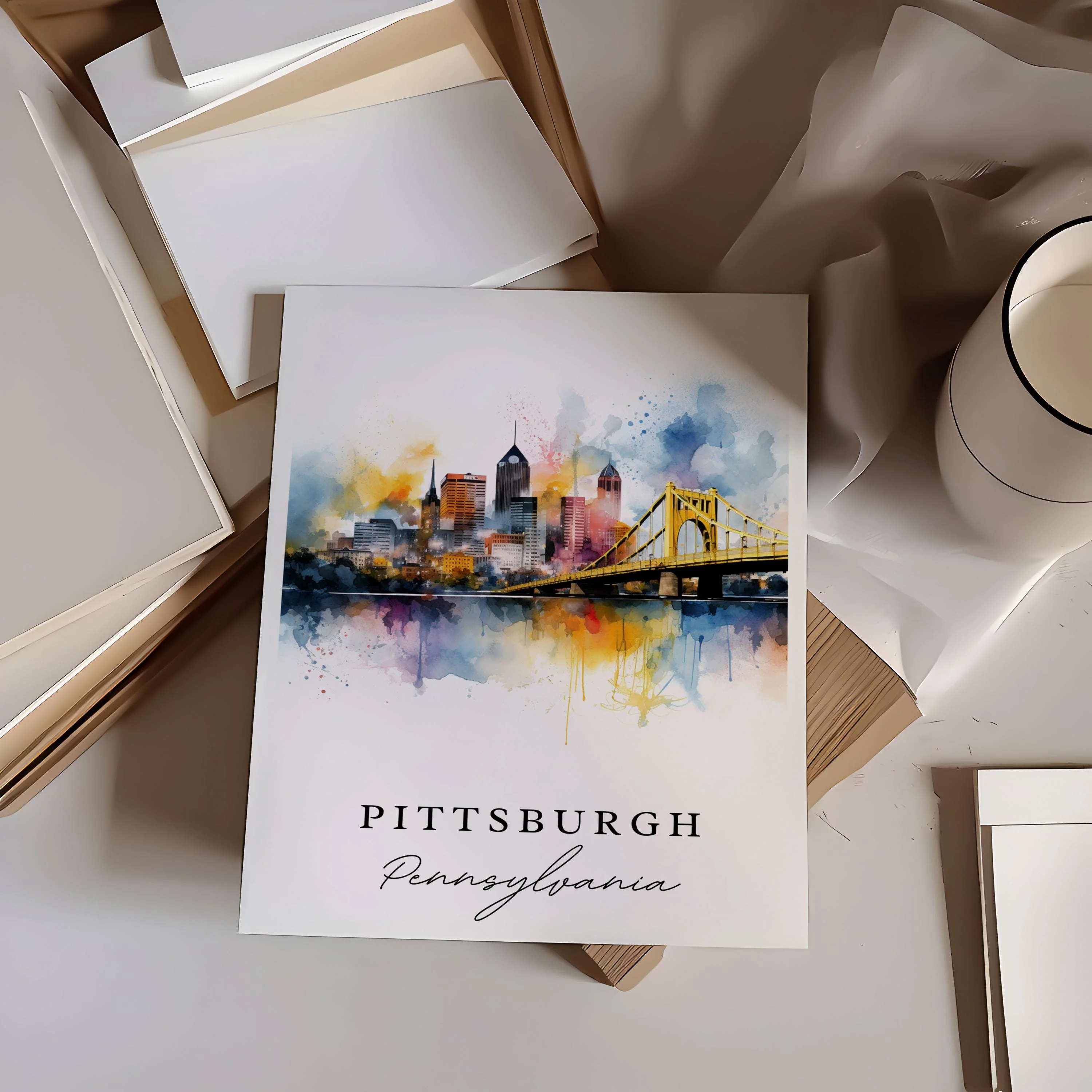 Pittsburgh, Pennsylvania – Watercolor Art Print - Image 2