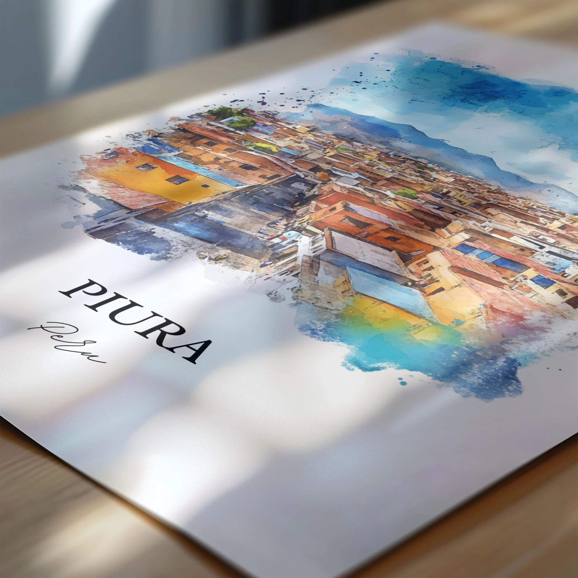 Piura, Peru – Watercolor Art Print of Sechura Desert - Image 2
