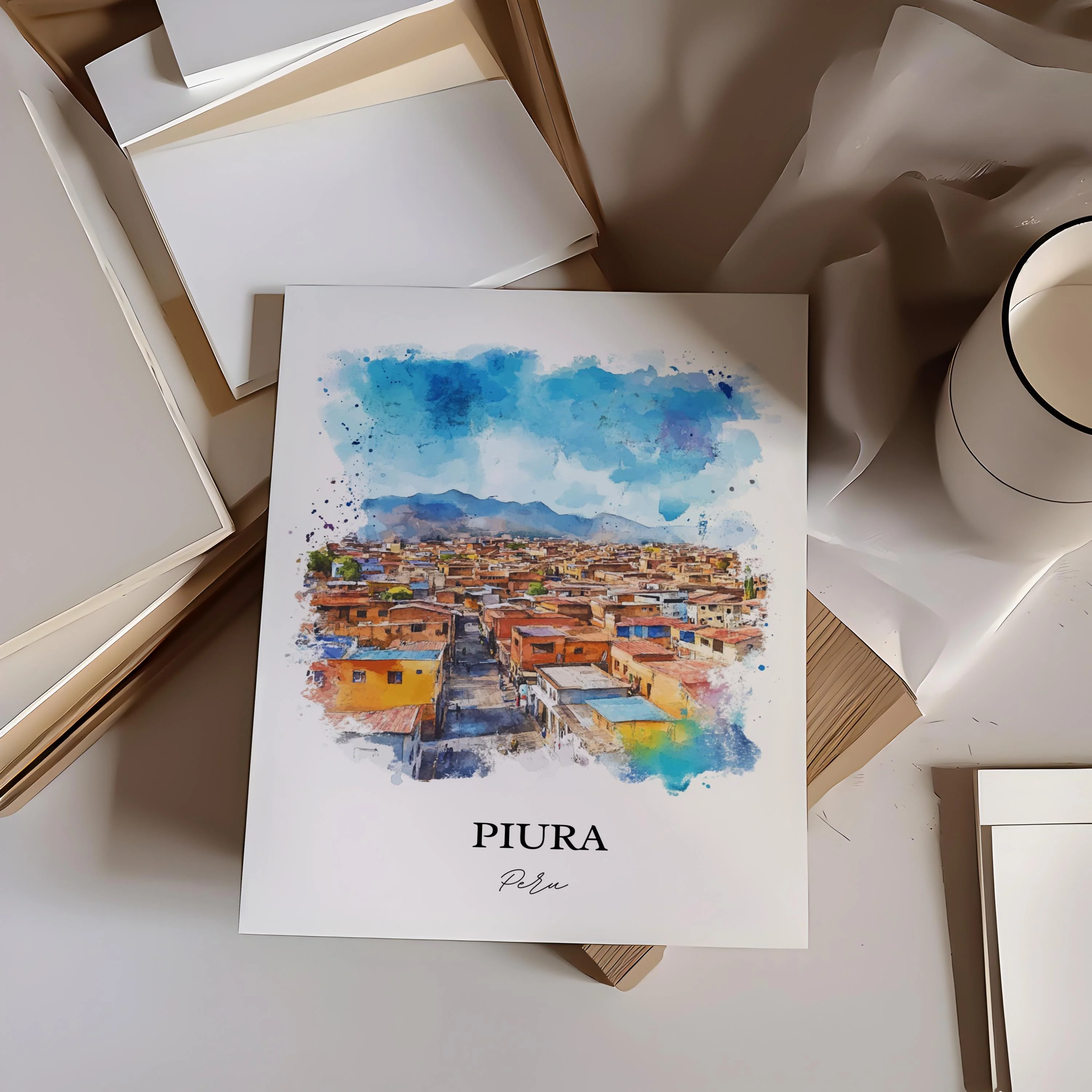 Piura, Peru – Watercolor Art Print of Sechura Desert - Image 3