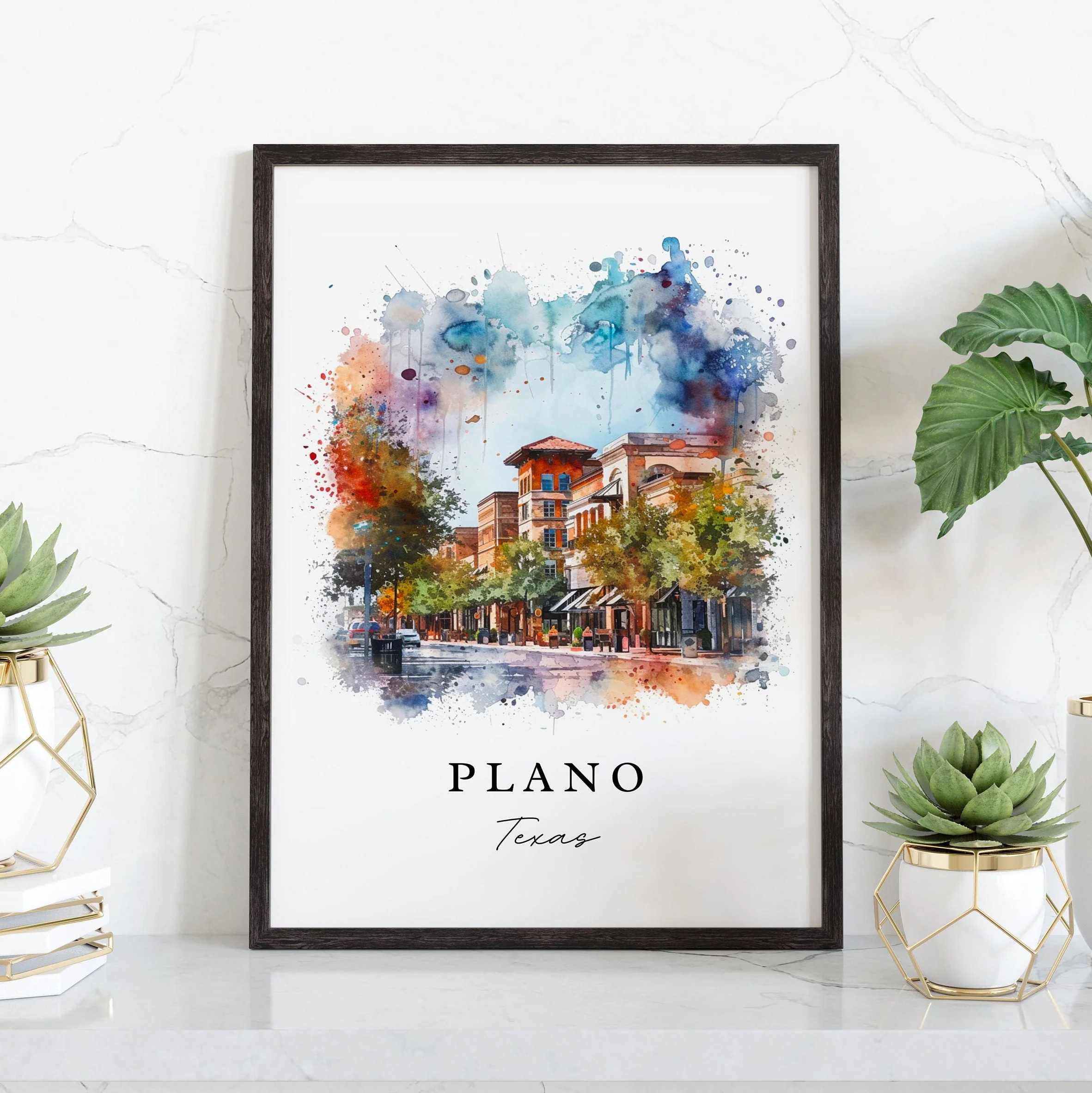 Plano, Texas, Texas – Watercolor Art Print - Image 5