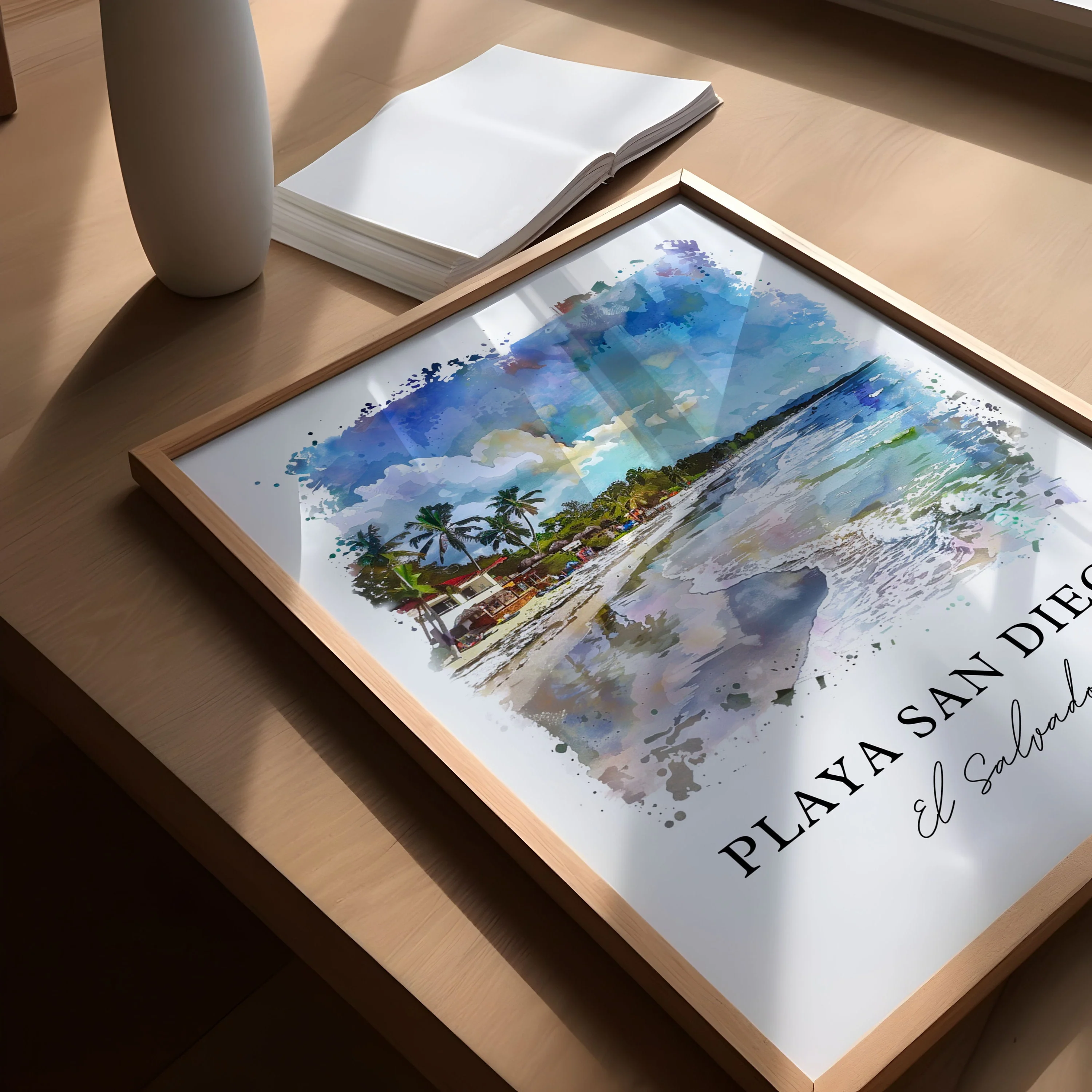 Playa San Diego, El Salvador – Watercolor Art Print - Image 3