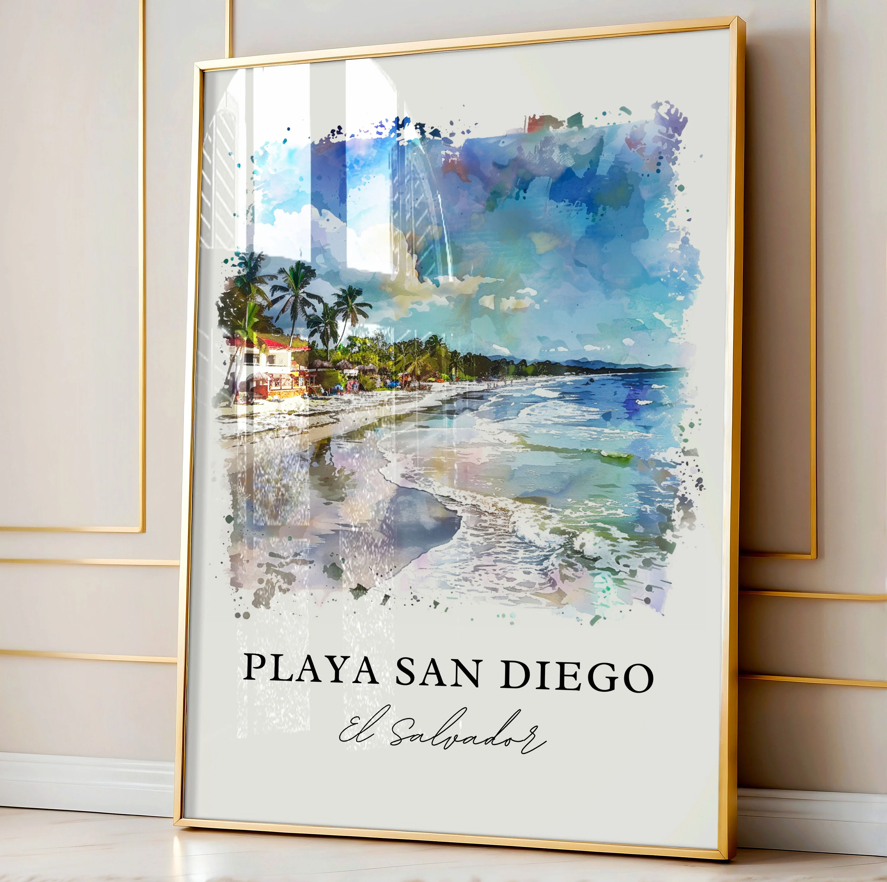 Playa San Diego, El Salvador – Watercolor Art Print - Image 4