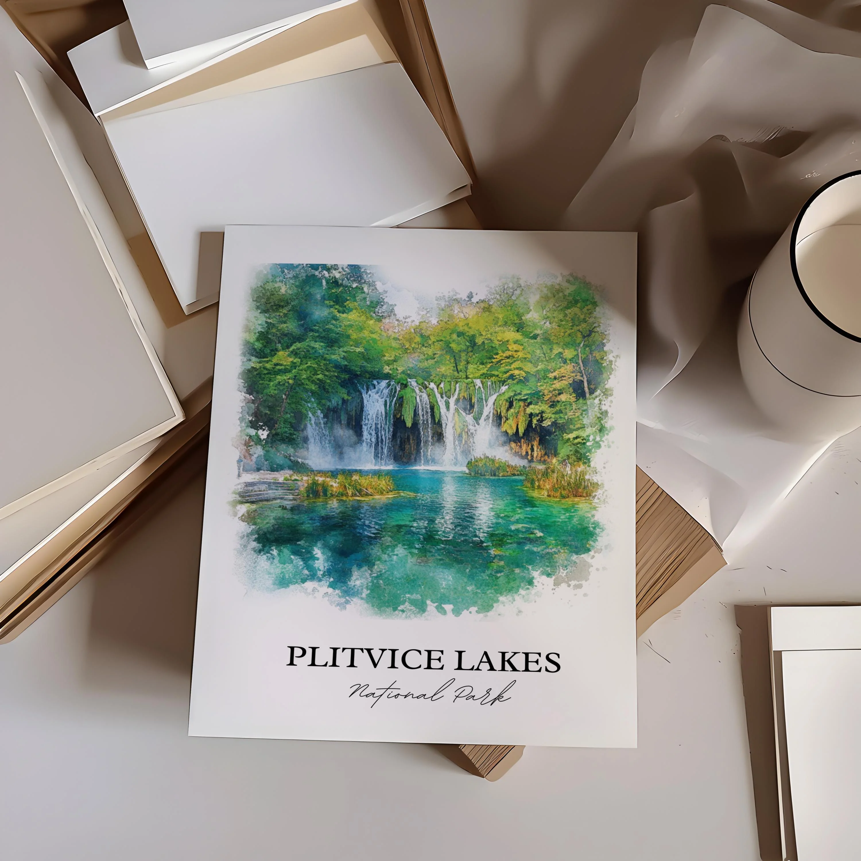 Plitvice Lakes, Croatia – Watercolor Art Print - Image 5