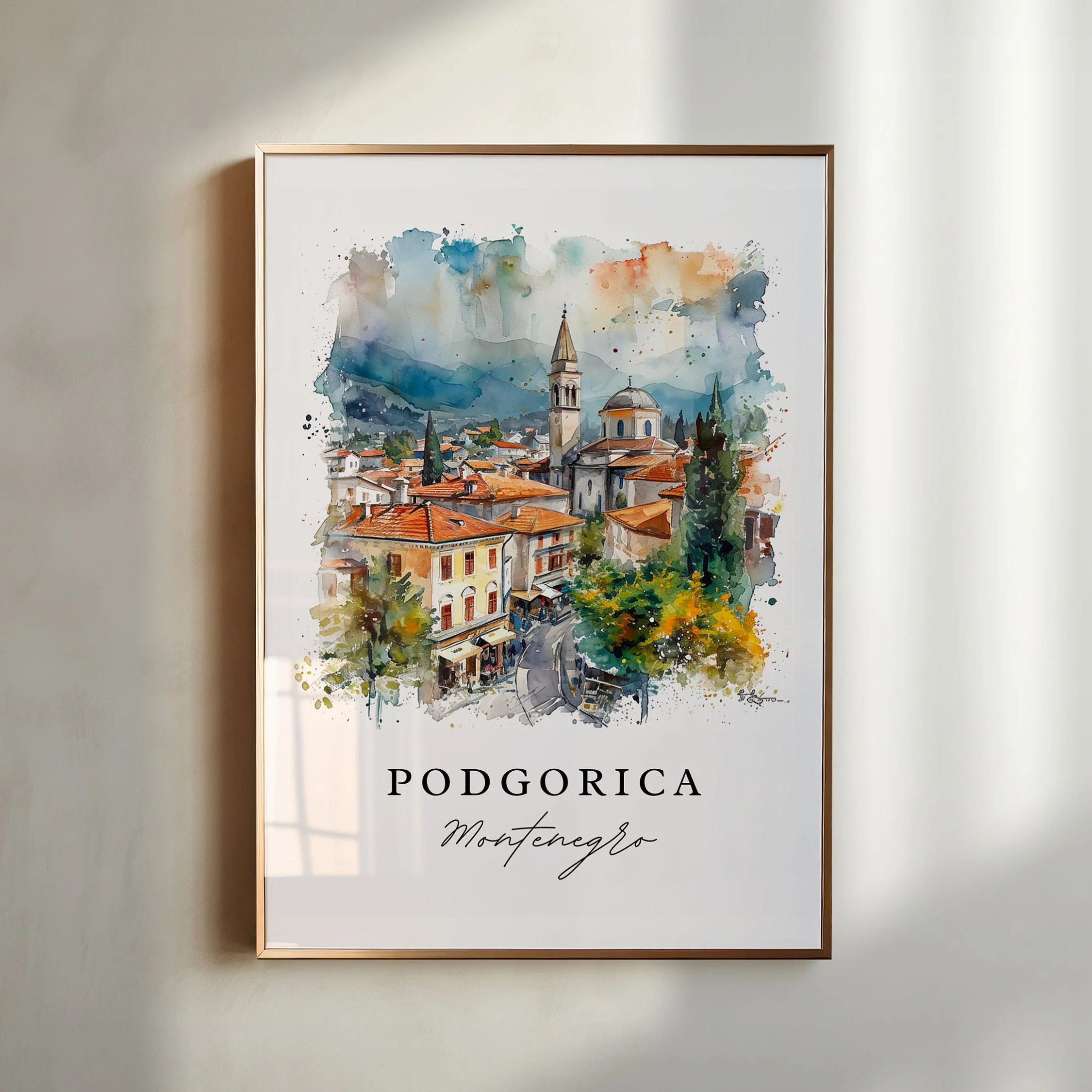 Podgorica, Montenegro – Watercolor Art Print