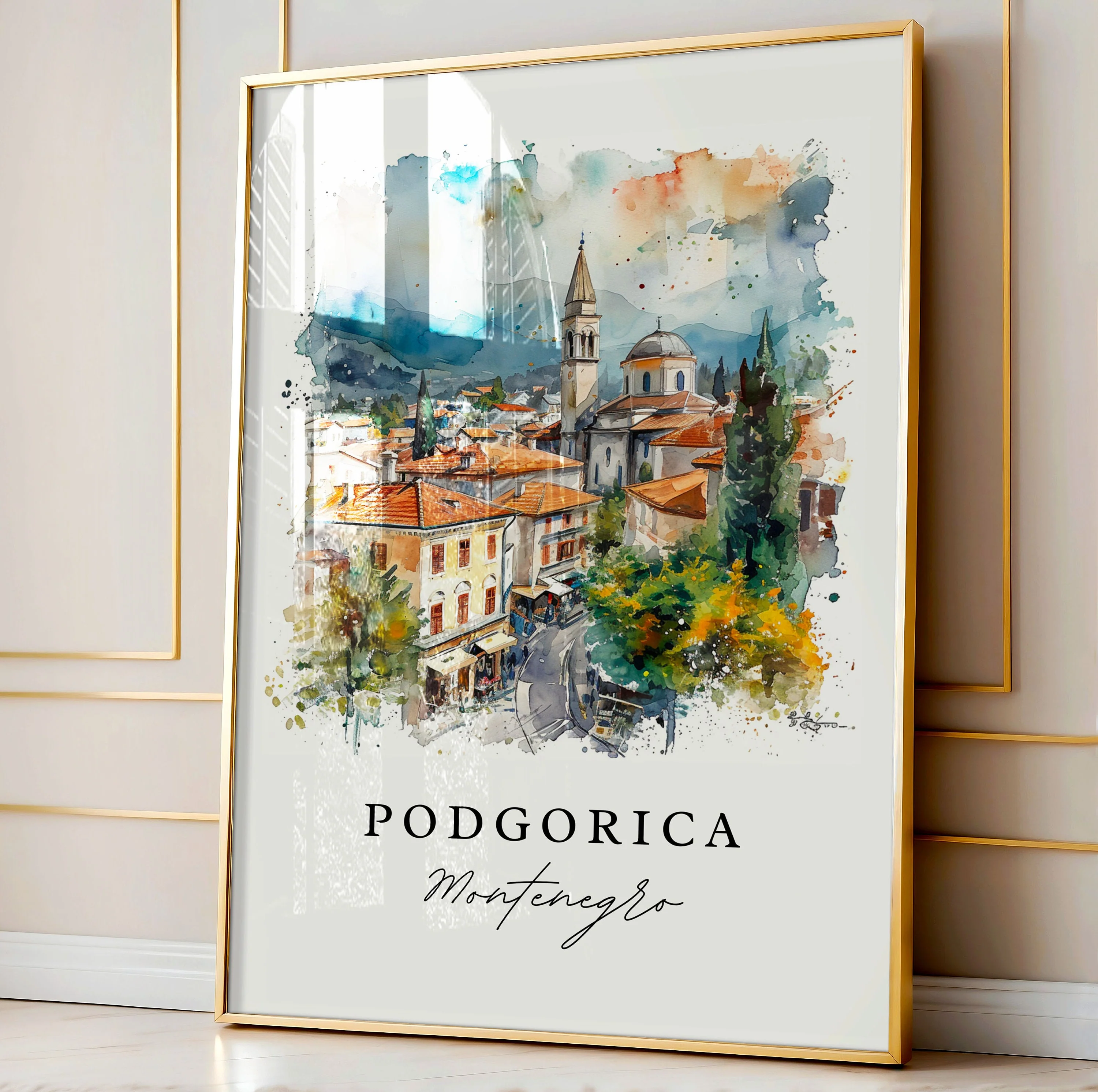 Podgorica, Montenegro – Watercolor Art Print - Image 4
