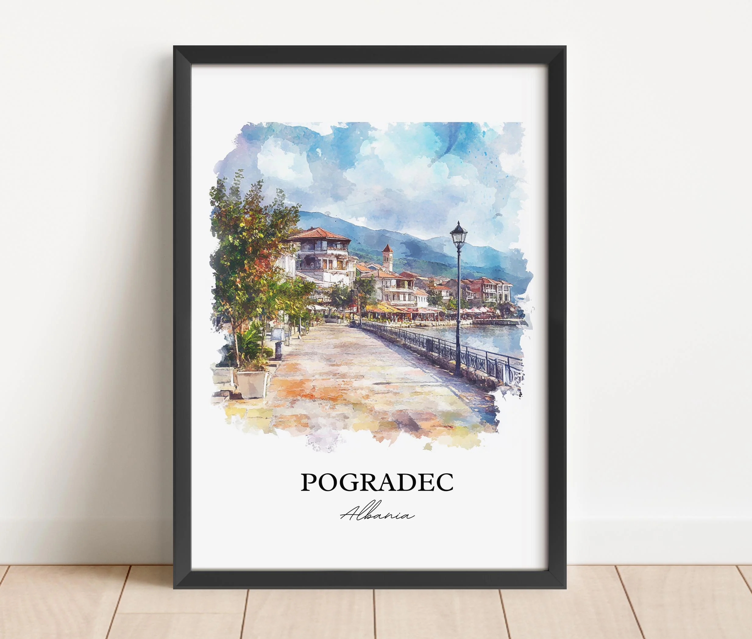 Pogradec, Albania – Watercolor Art Print - Image 5