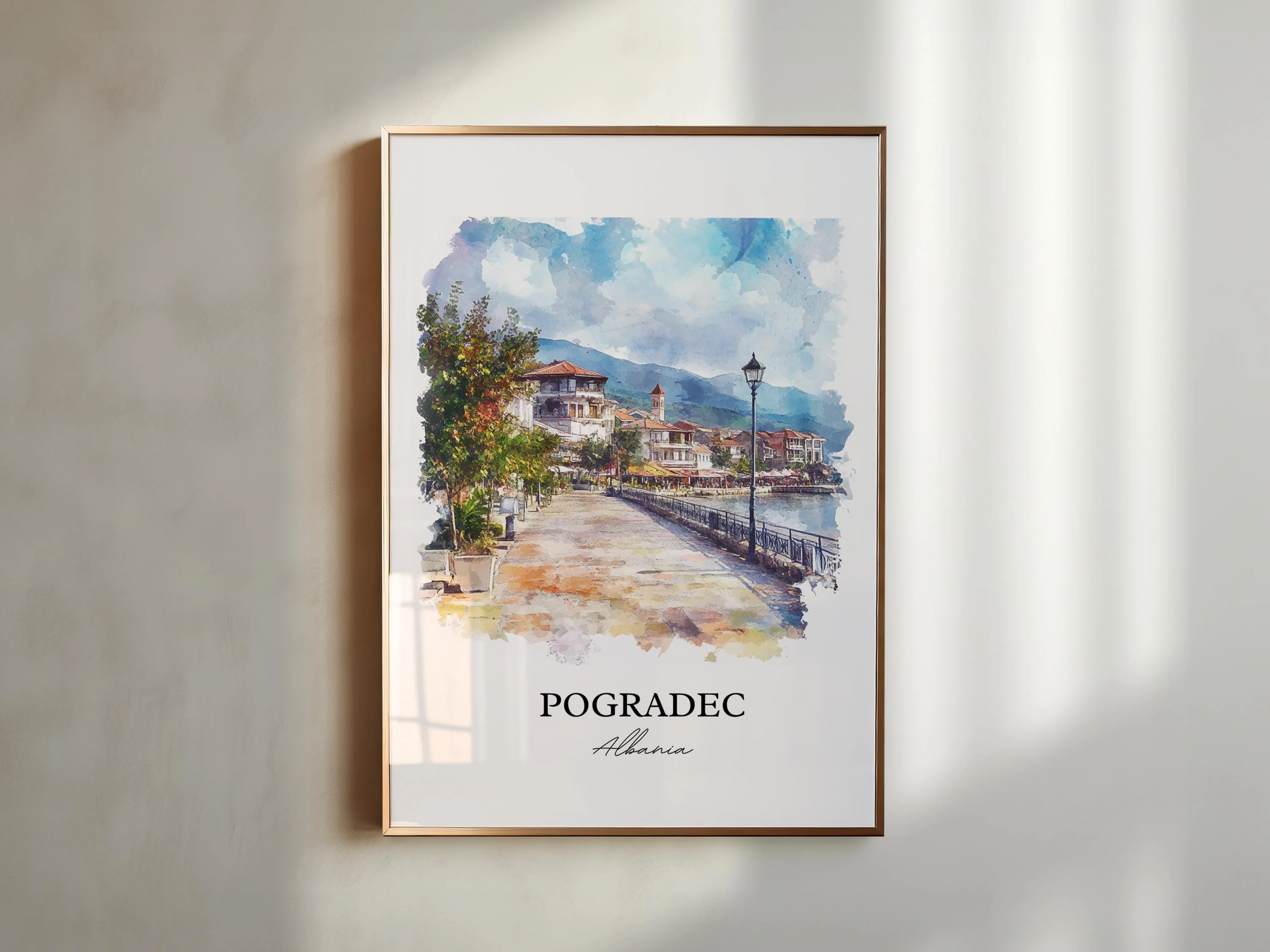 Pogradec, Albania – Watercolor Art Print - Image 6