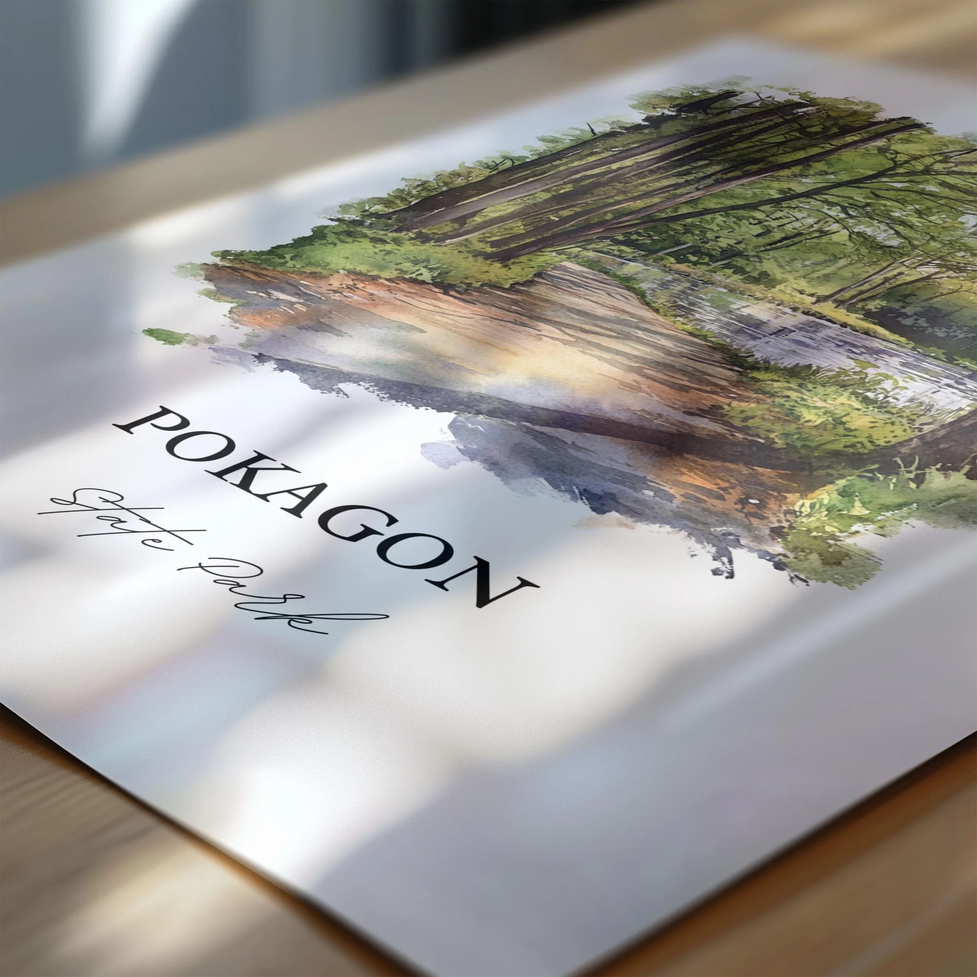 Pokagon State Park, Indiana, Indiana – Watercolor Art Print - Image 2