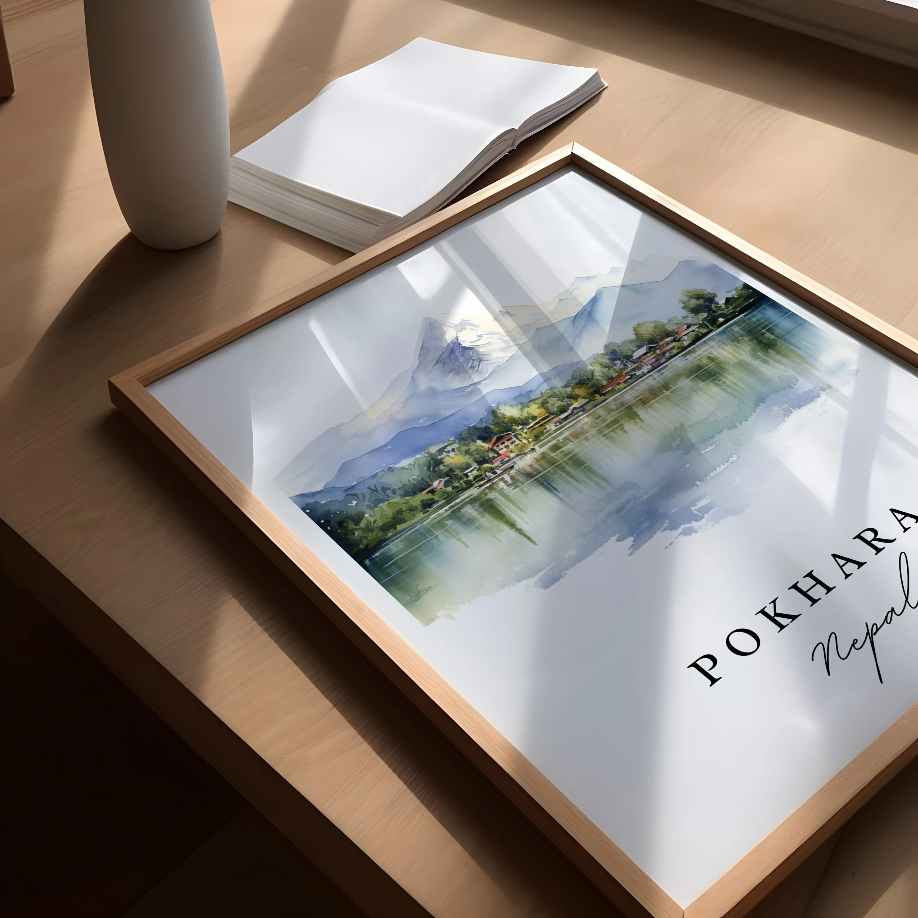 Pokhara, Nepal – Watercolor Art Print - Image 3