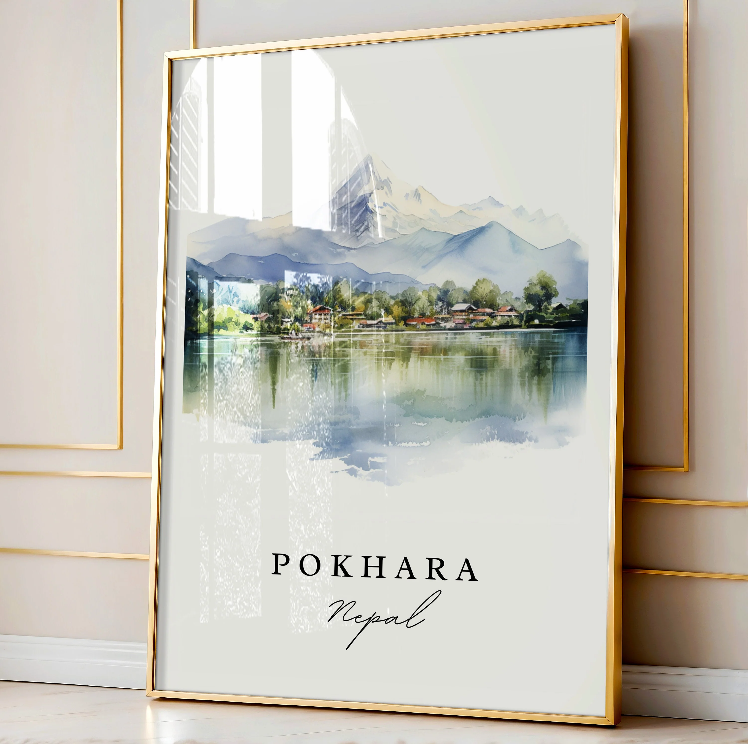 Pokhara, Nepal – Watercolor Art Print - Image 4