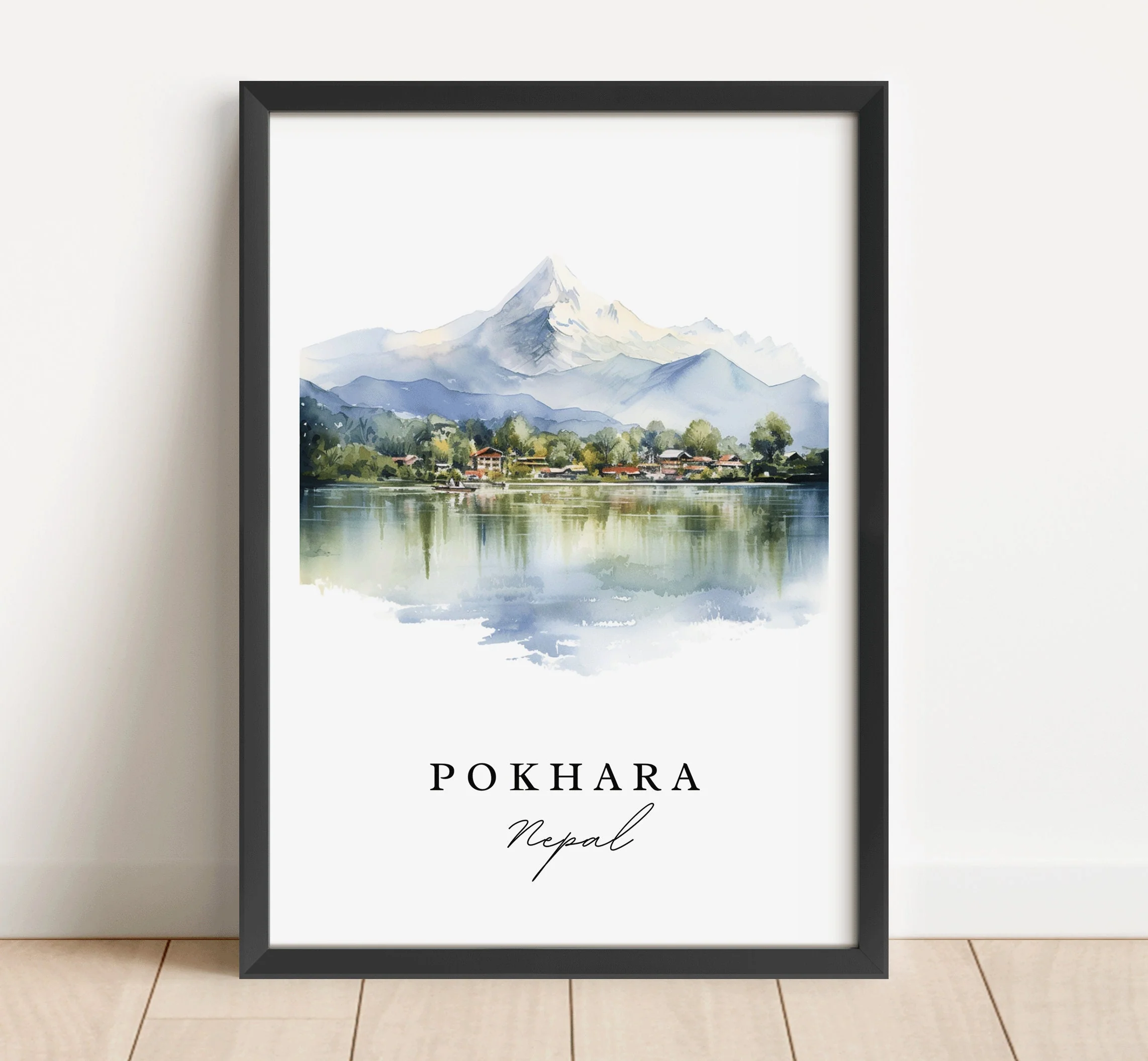 Pokhara, Nepal – Watercolor Art Print - Image 7