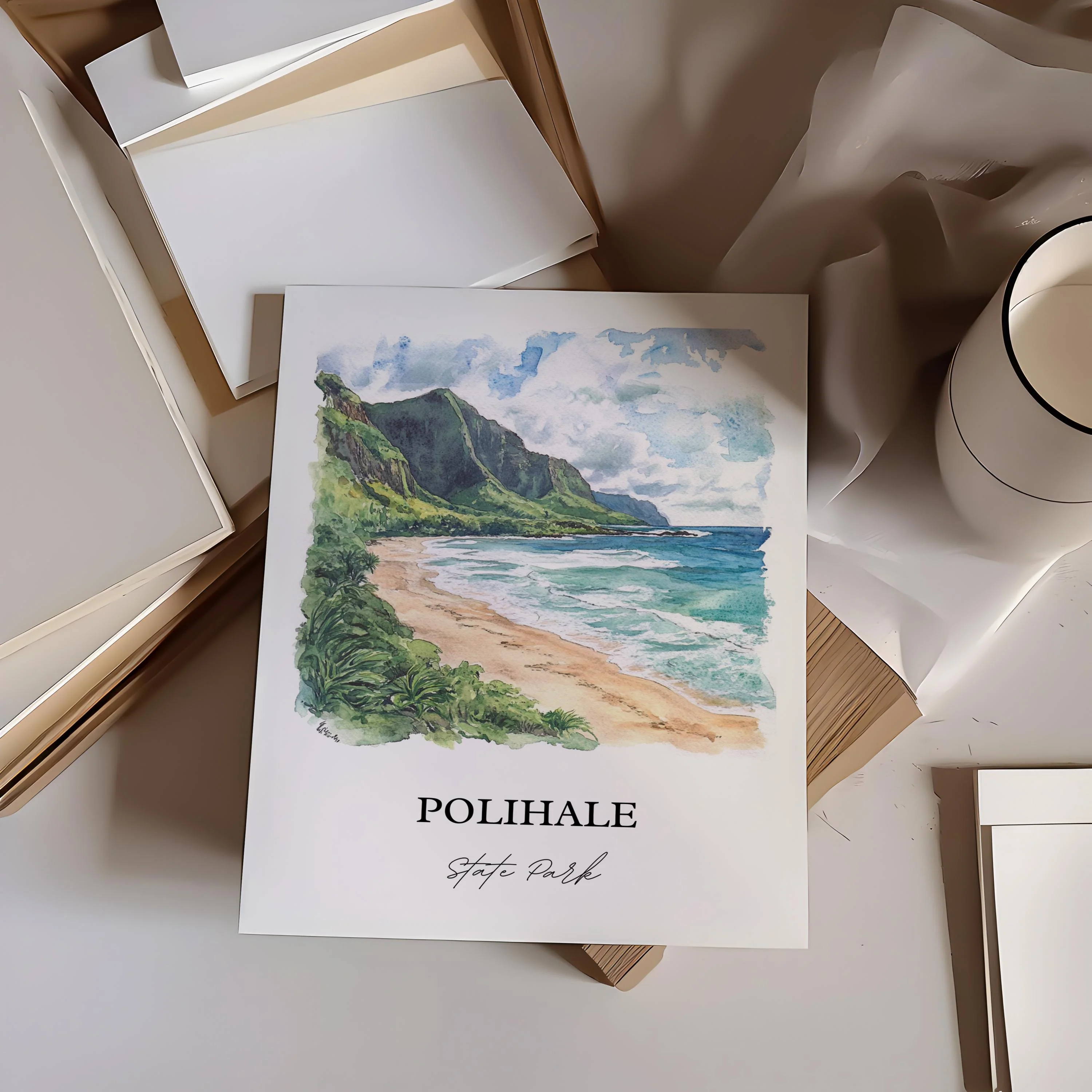 Polihale State Park, Hawaii – Watercolor Art Print - Image 5