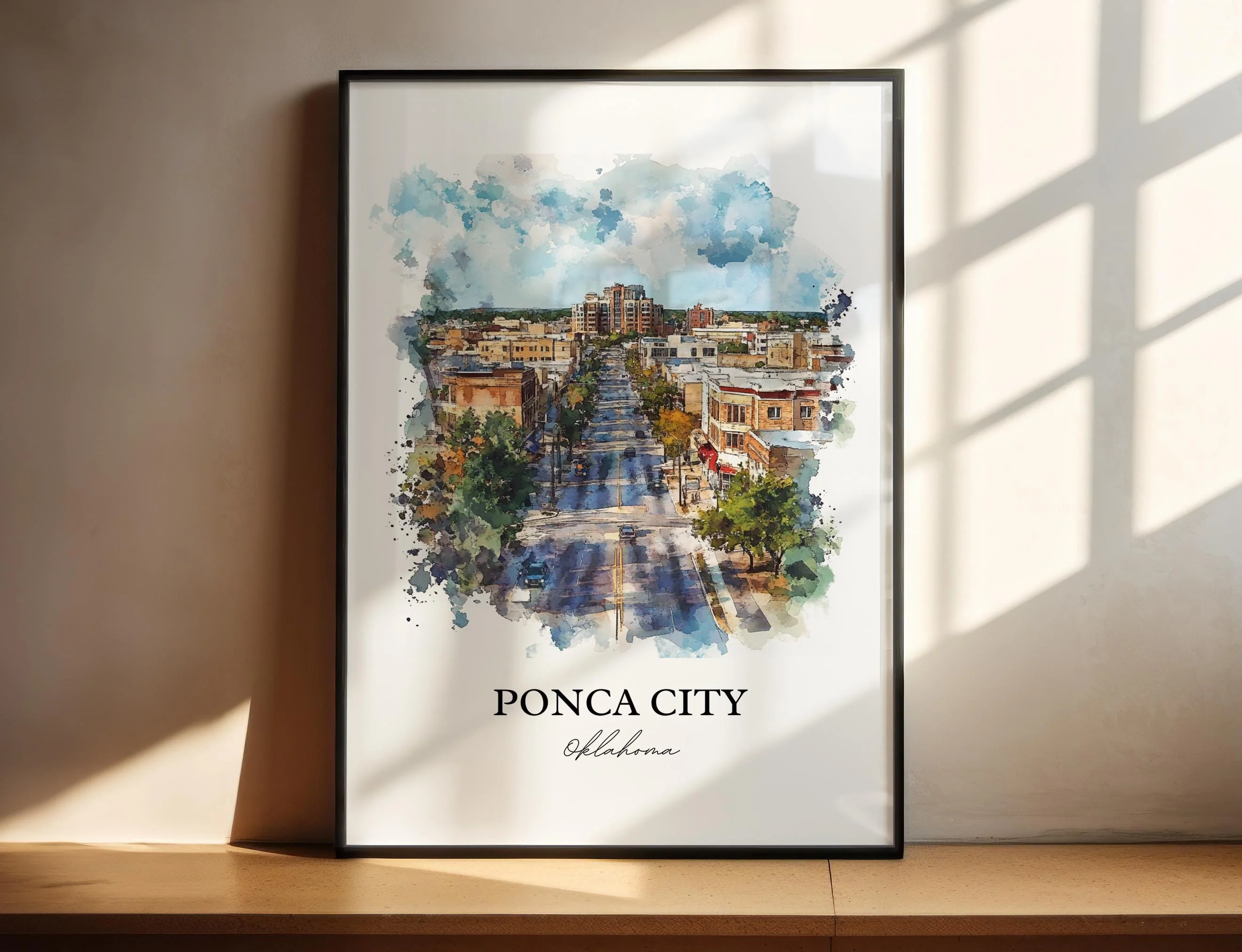 Ponca City, OK, USA – Watercolor Art Print