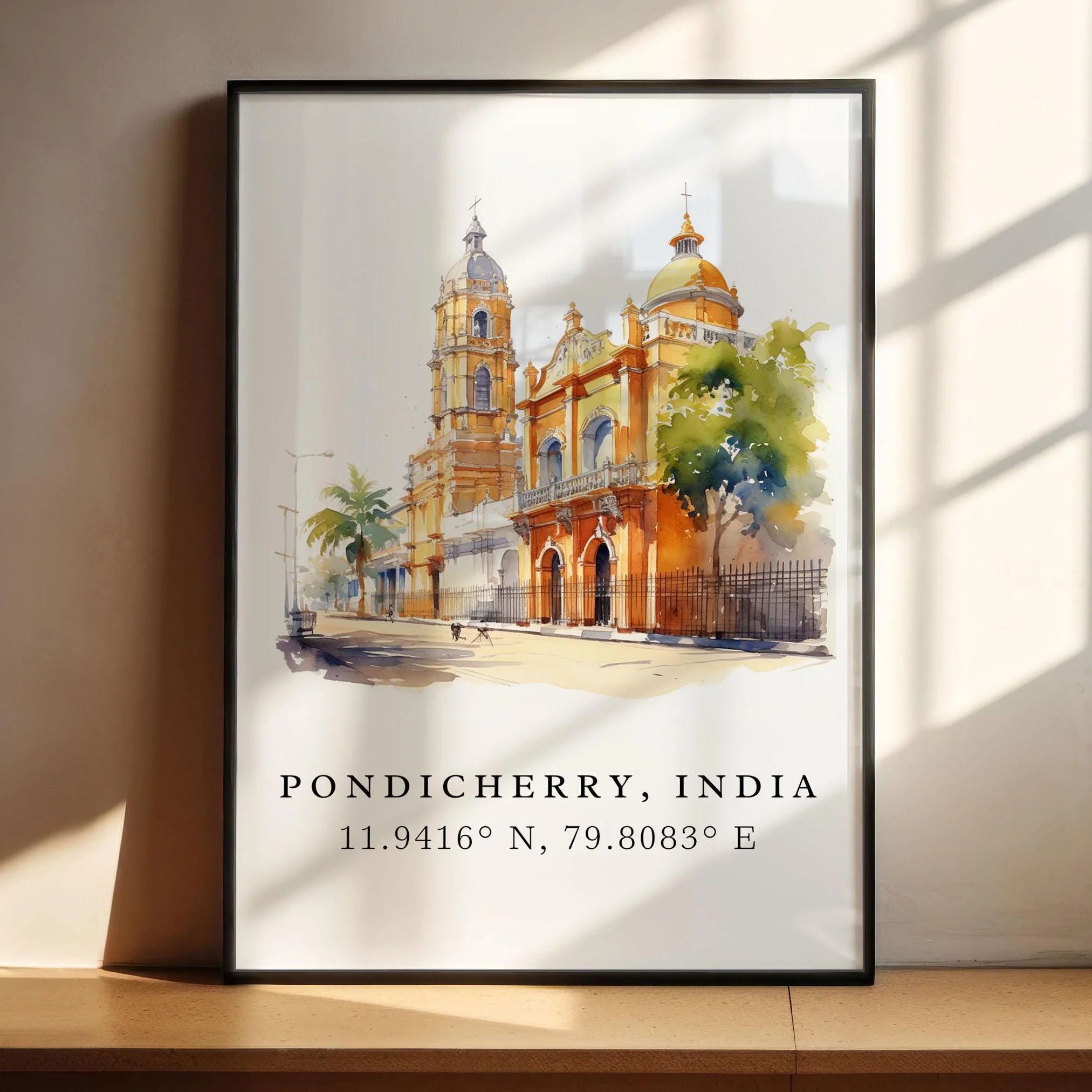 Pondicherry, India – Watercolor Art Print