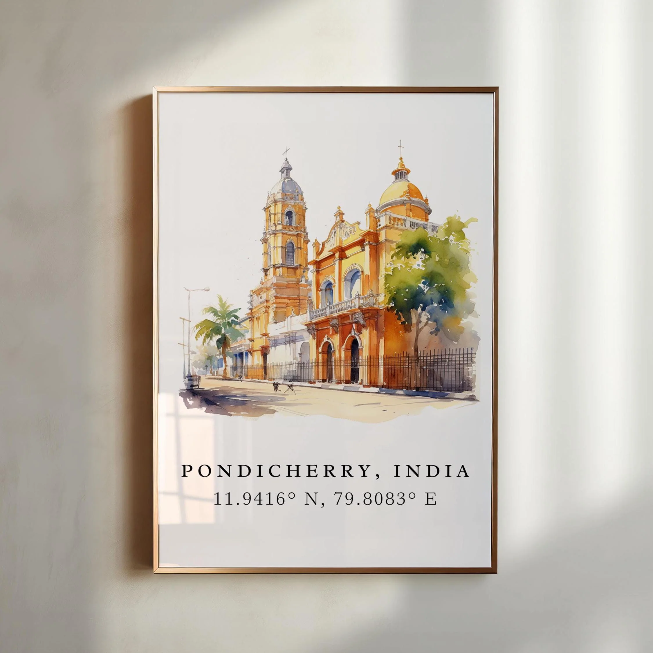 Pondicherry, India – Watercolor Art Print - Image 3