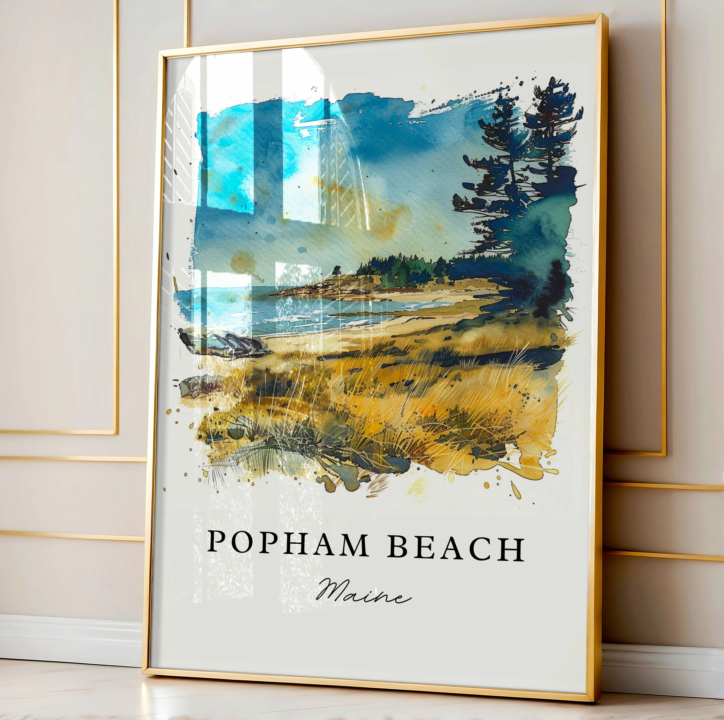 Popham Beach, Maine, Maine – Watercolor Art Print - Image 4