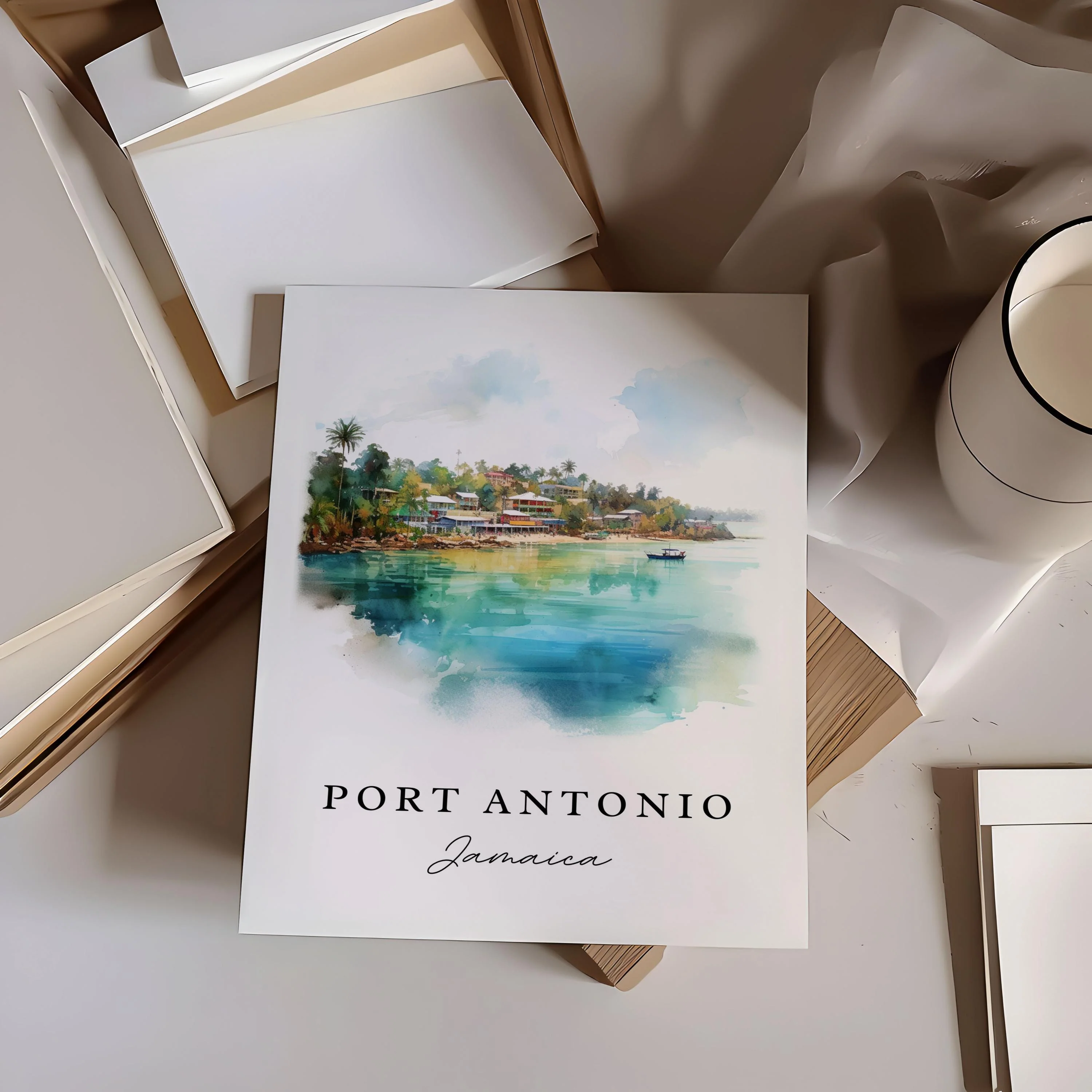 Port Antonio, Jamaica – Watercolor Art Print - Image 2