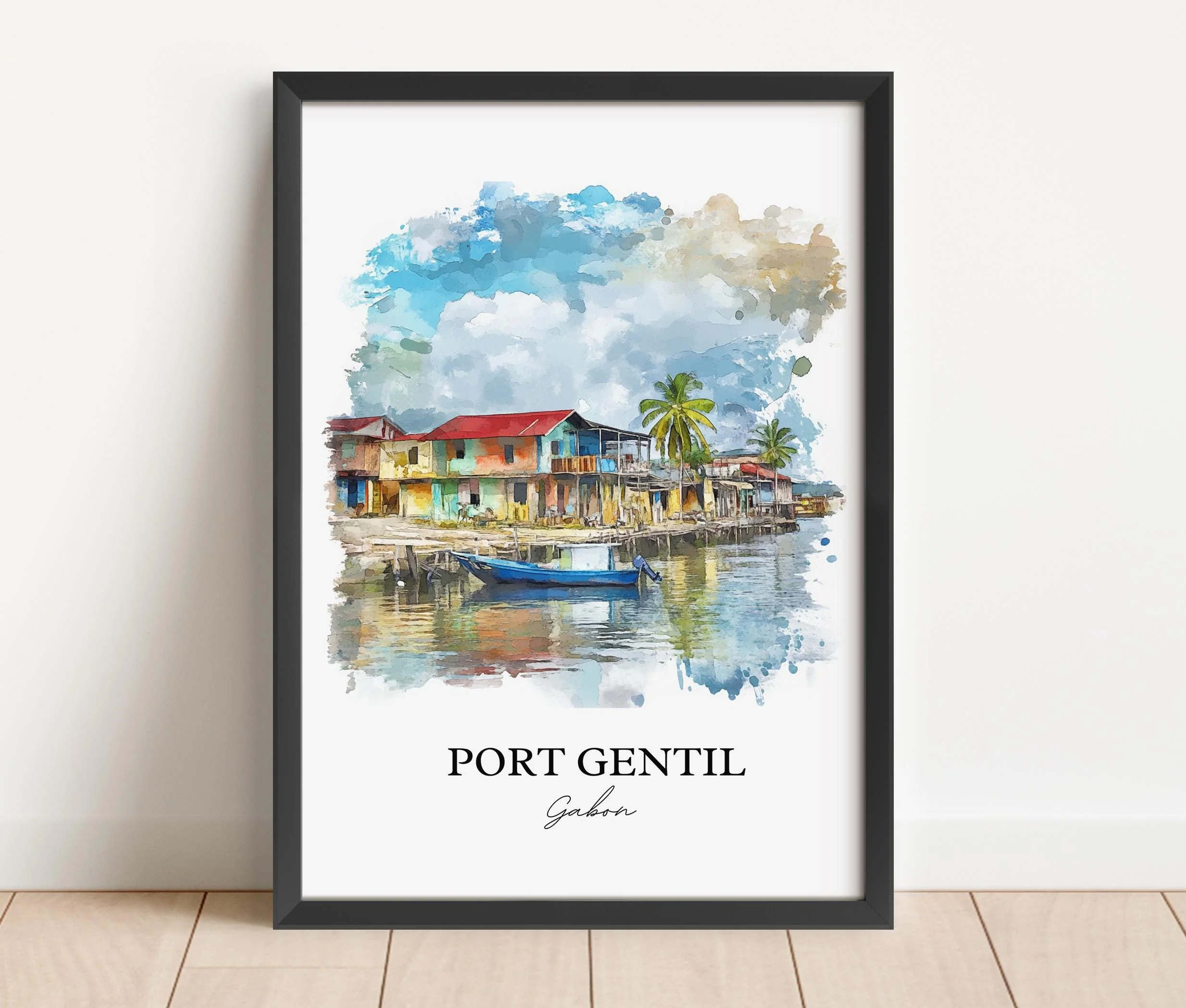 Port-Gentil, Gabon – Watercolor Art Print - Image 4