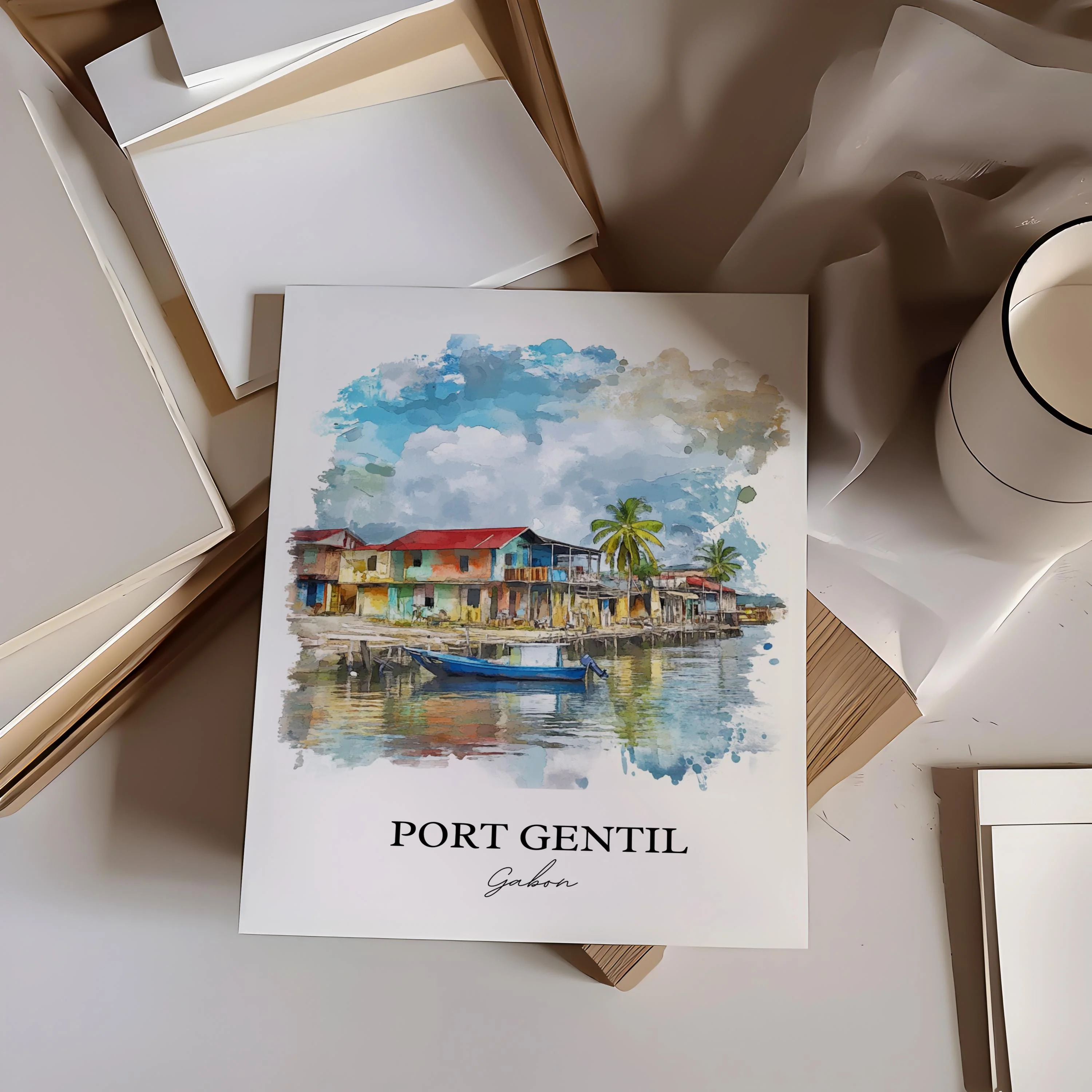 Port-Gentil, Gabon – Watercolor Art Print - Image 6