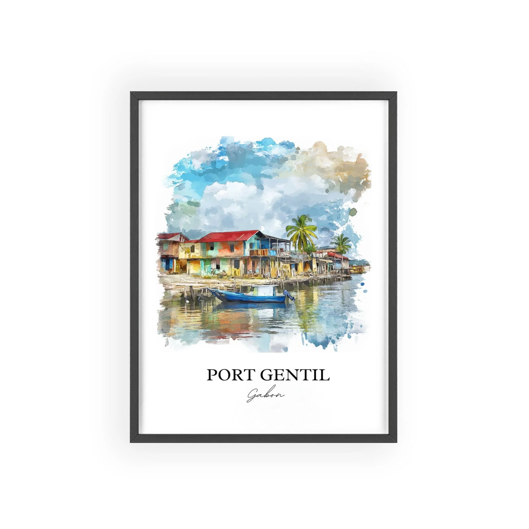 Port-Gentil, Gabon – Watercolor Art Print - Image 7