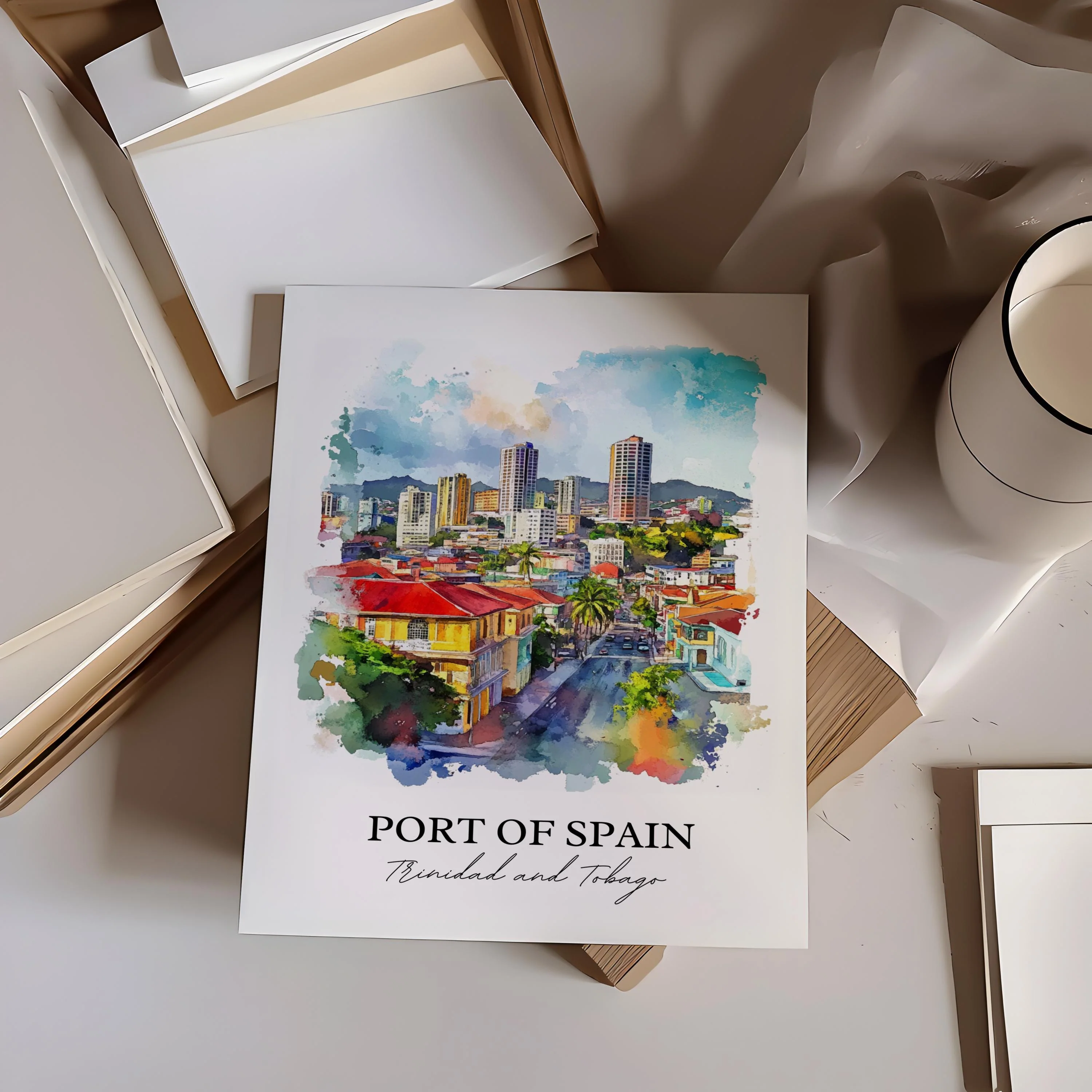 Port of Spain, Trinidad and Tobago – Watercolor Art Print - Image 3
