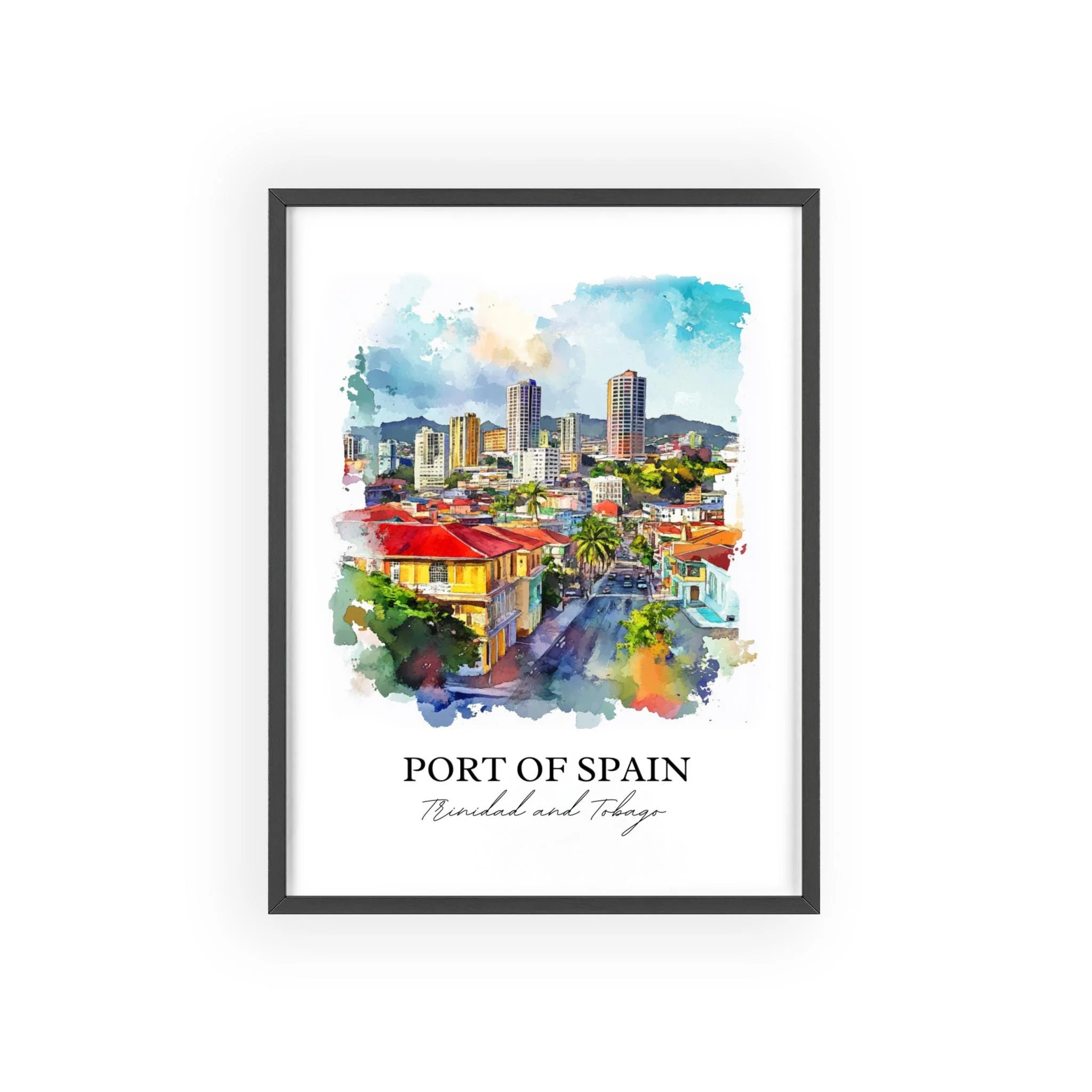 Port of Spain, Trinidad and Tobago – Watercolor Art Print - Image 7
