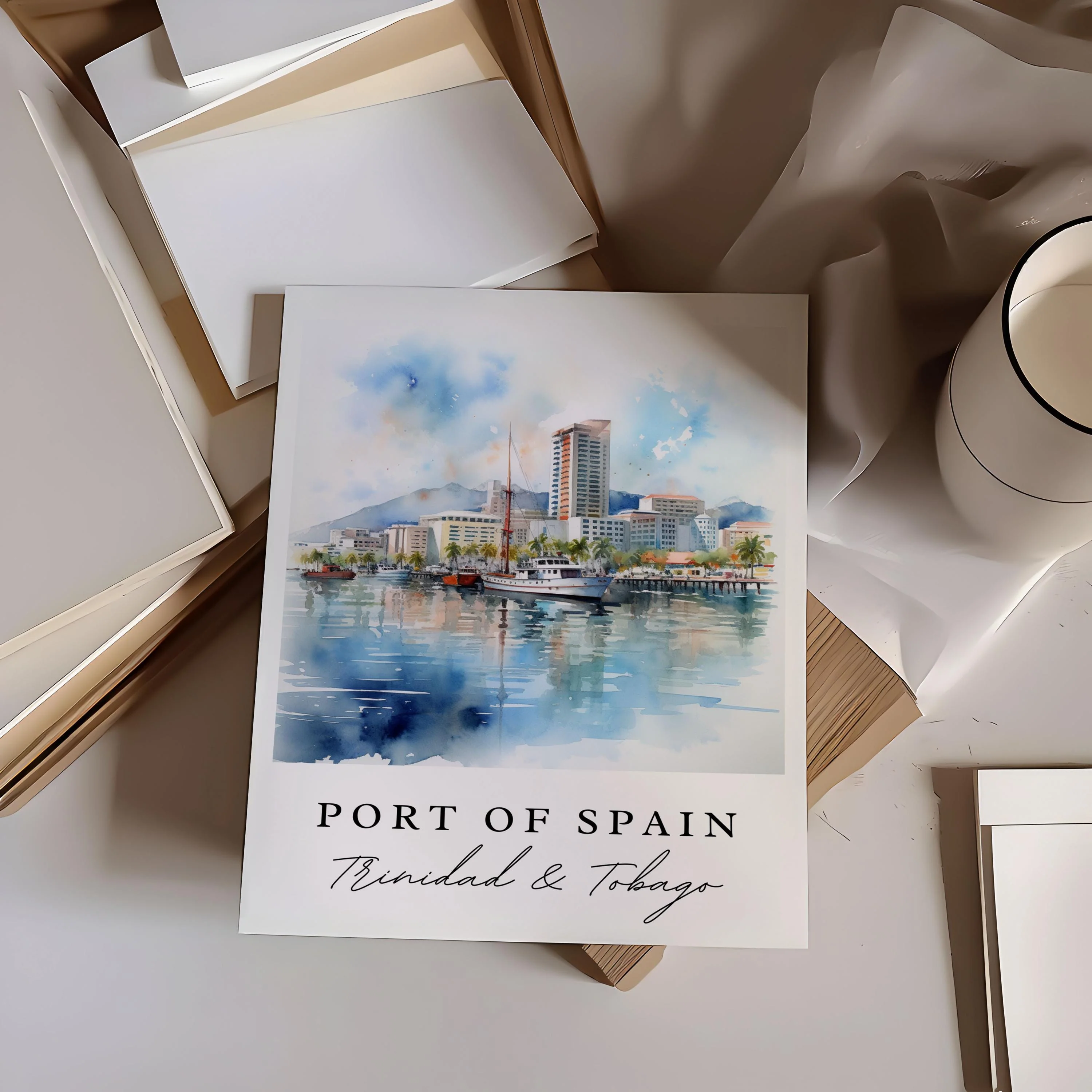 Port of Spain, Trinidad and Tobago – Watercolor Art Print - Image 2