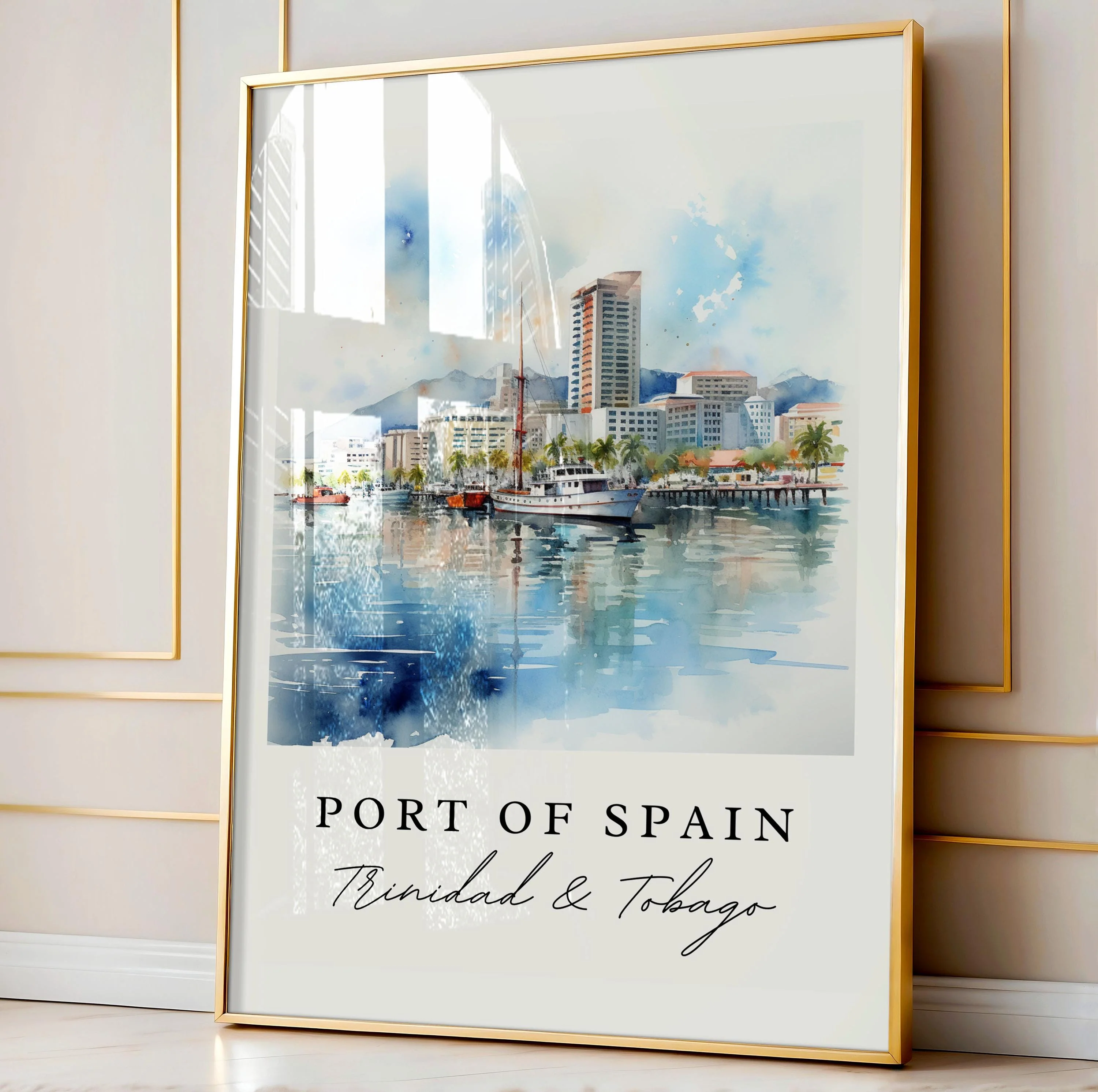 Port of Spain, Trinidad and Tobago – Watercolor Art Print - Image 5