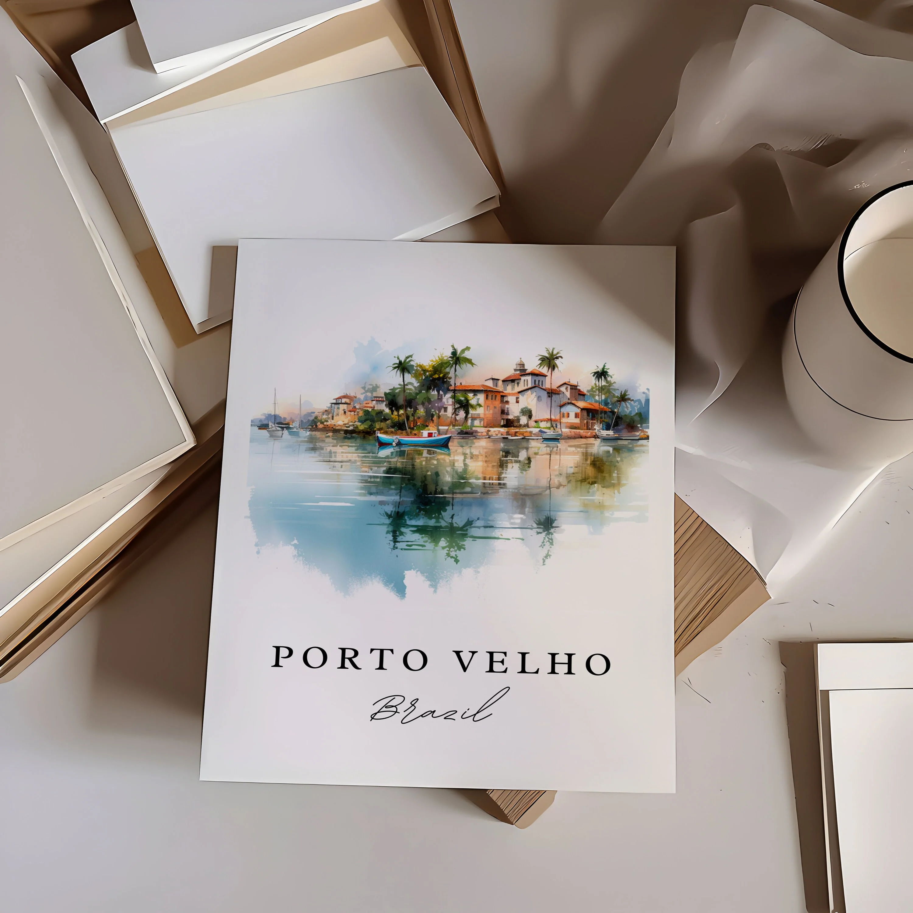 Port Velho, Brazil – Watercolor Art Print - Image 2