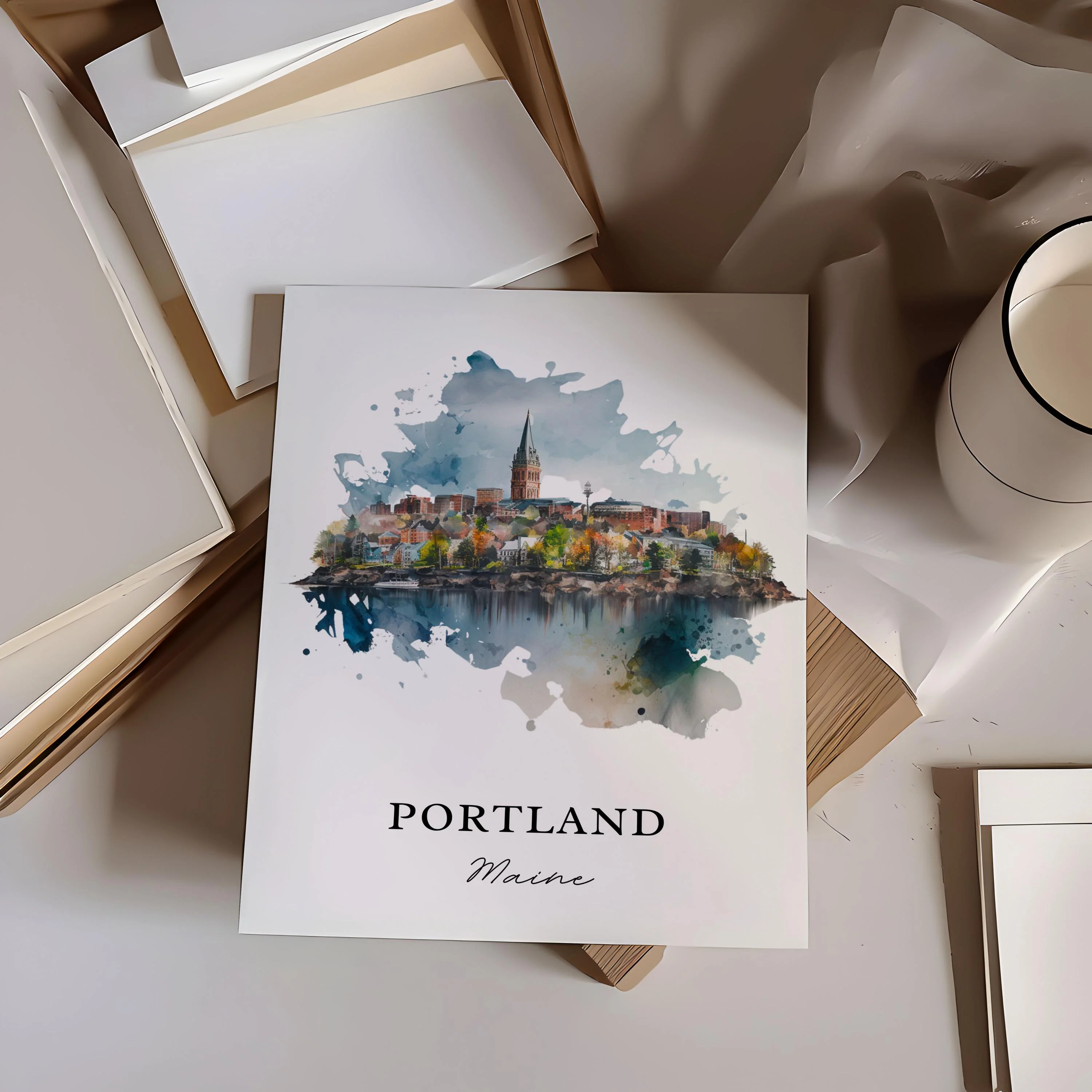 Portland, Maine, Maine – Watercolor Art Print - Image 2