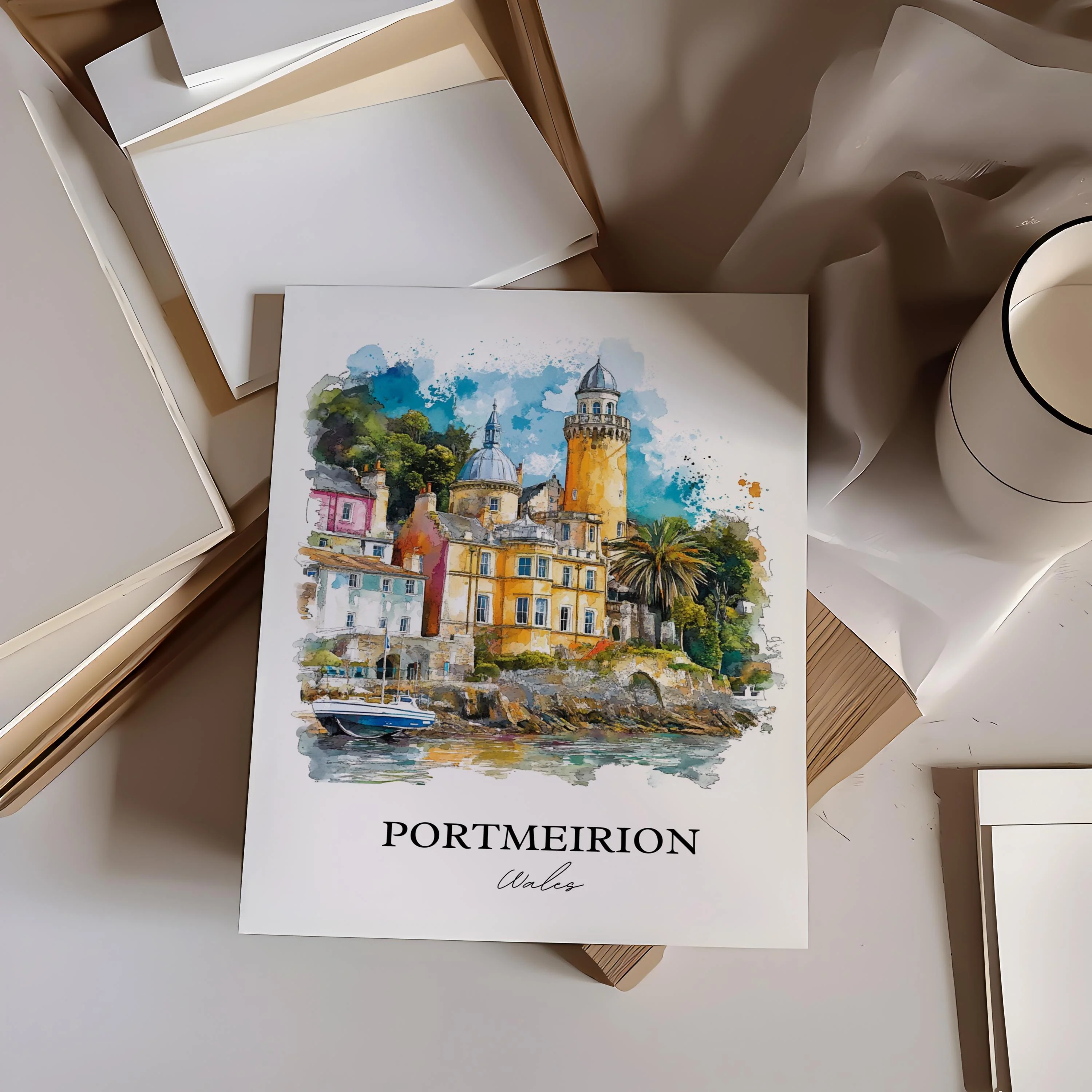 Portmeirion, North Wales – Watercolor Art Print - Image 5