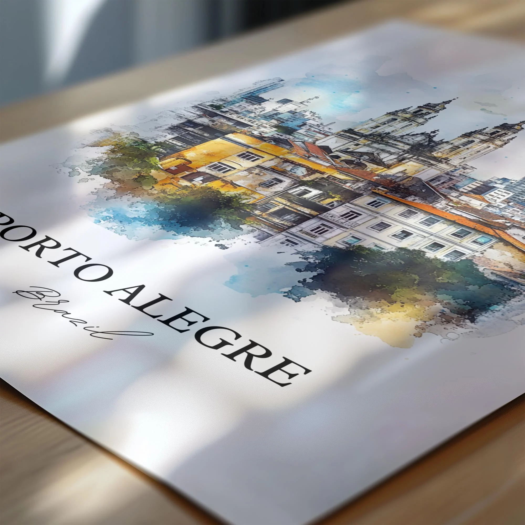 Porto Alegre, Brazil – Watercolor Art Print - Image 2