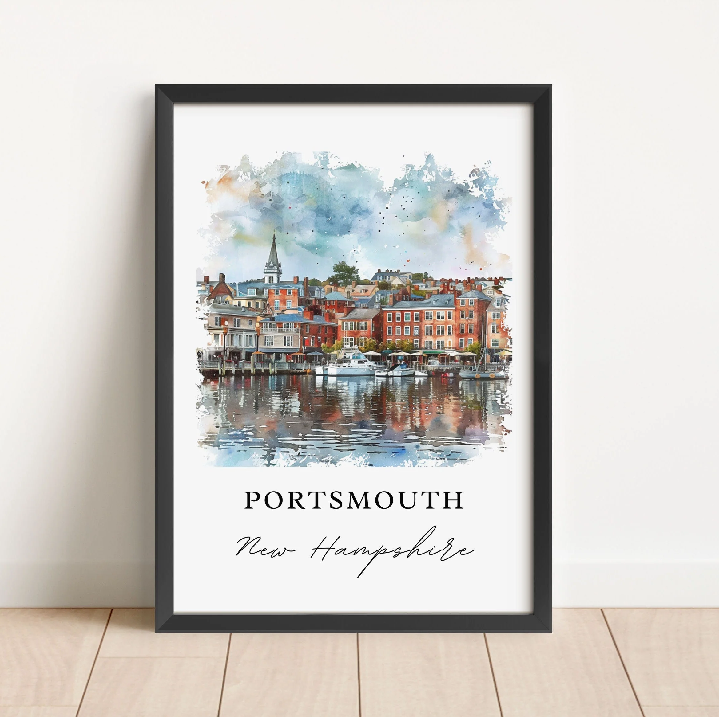 Portsmouth, USA – Piscataqua River Watercolor Art Print
