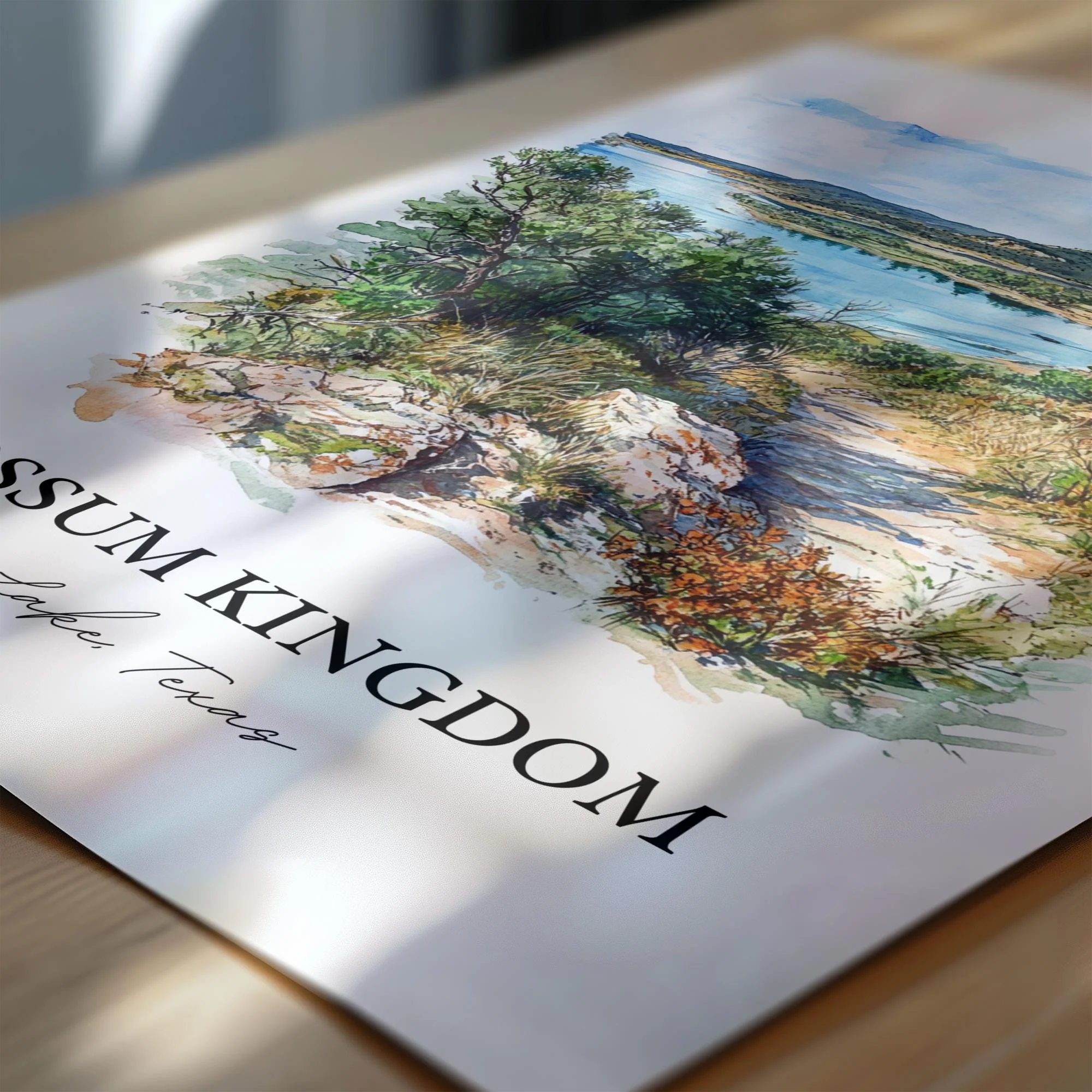 Possum Kingdom Lake, Texas, USA – Watercolor Art Print - Image 2