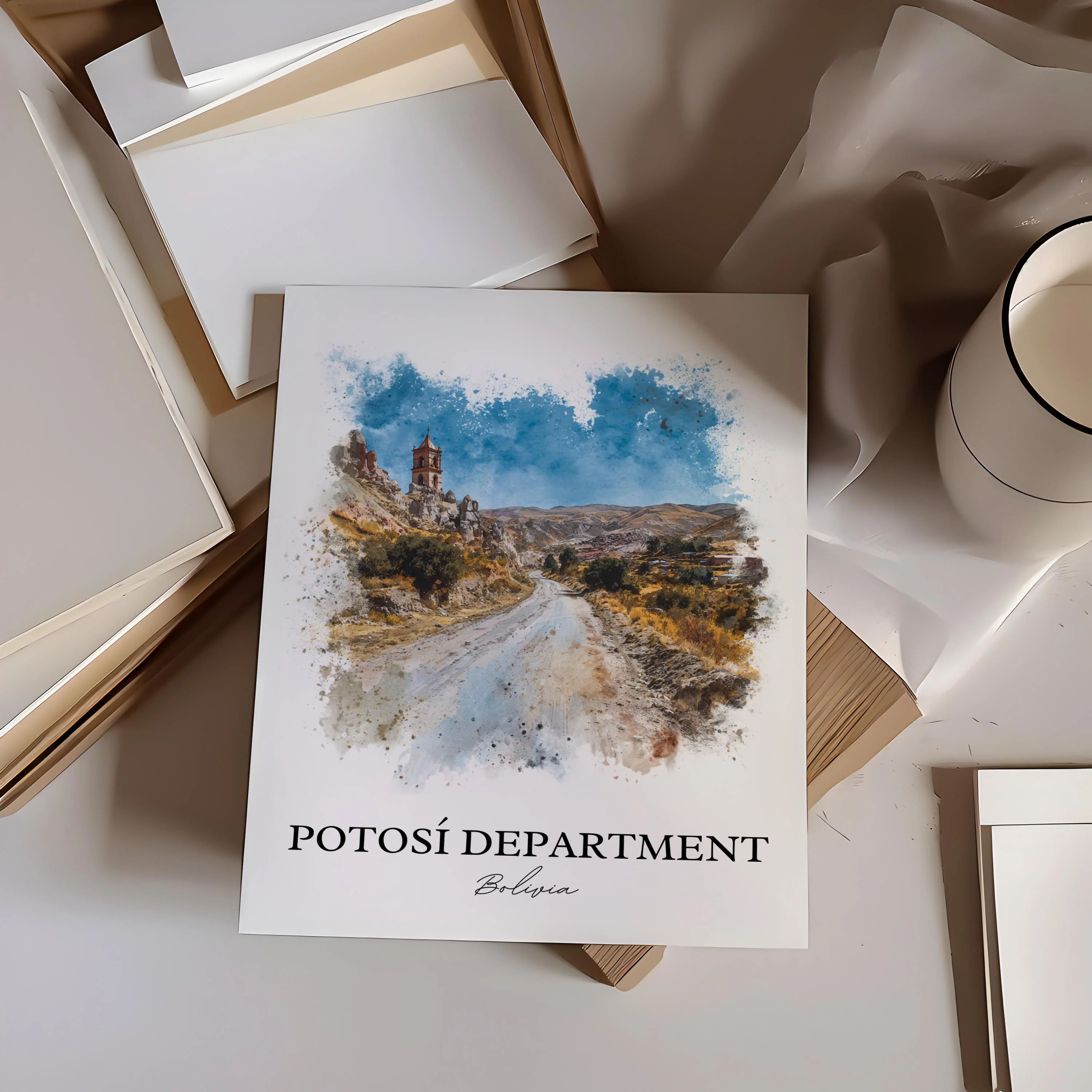 Potosí, Bolivia – Watercolor Art Print - Image 6