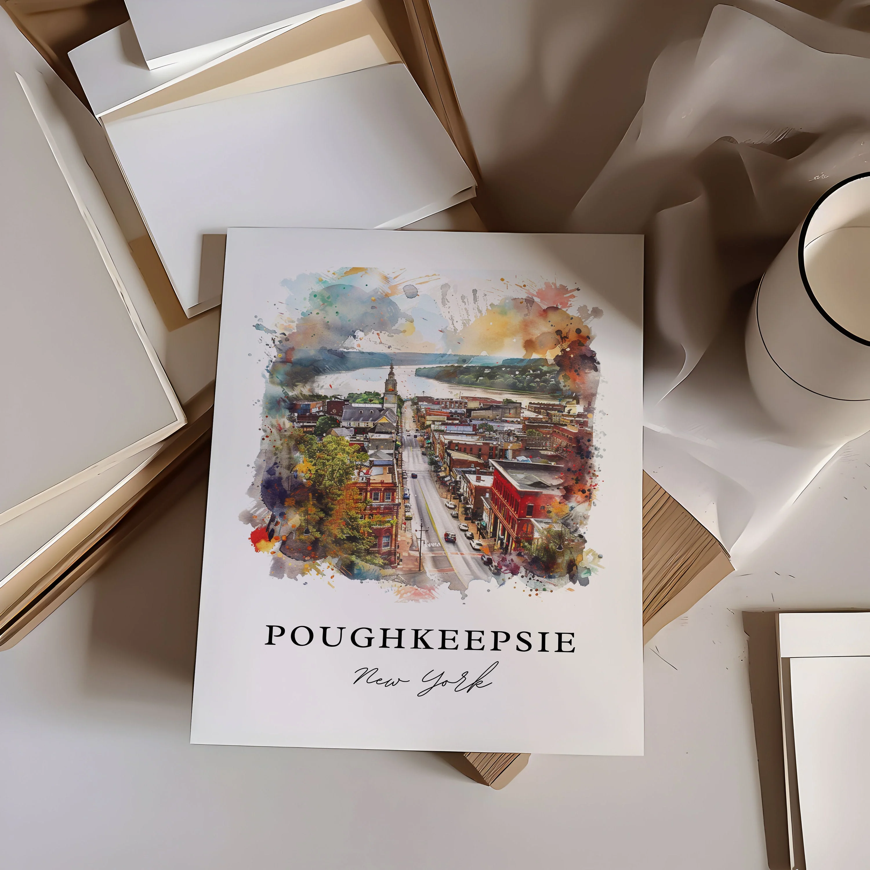 Poughkeepsie, NY, USA – Watercolor Art Print - Image 2