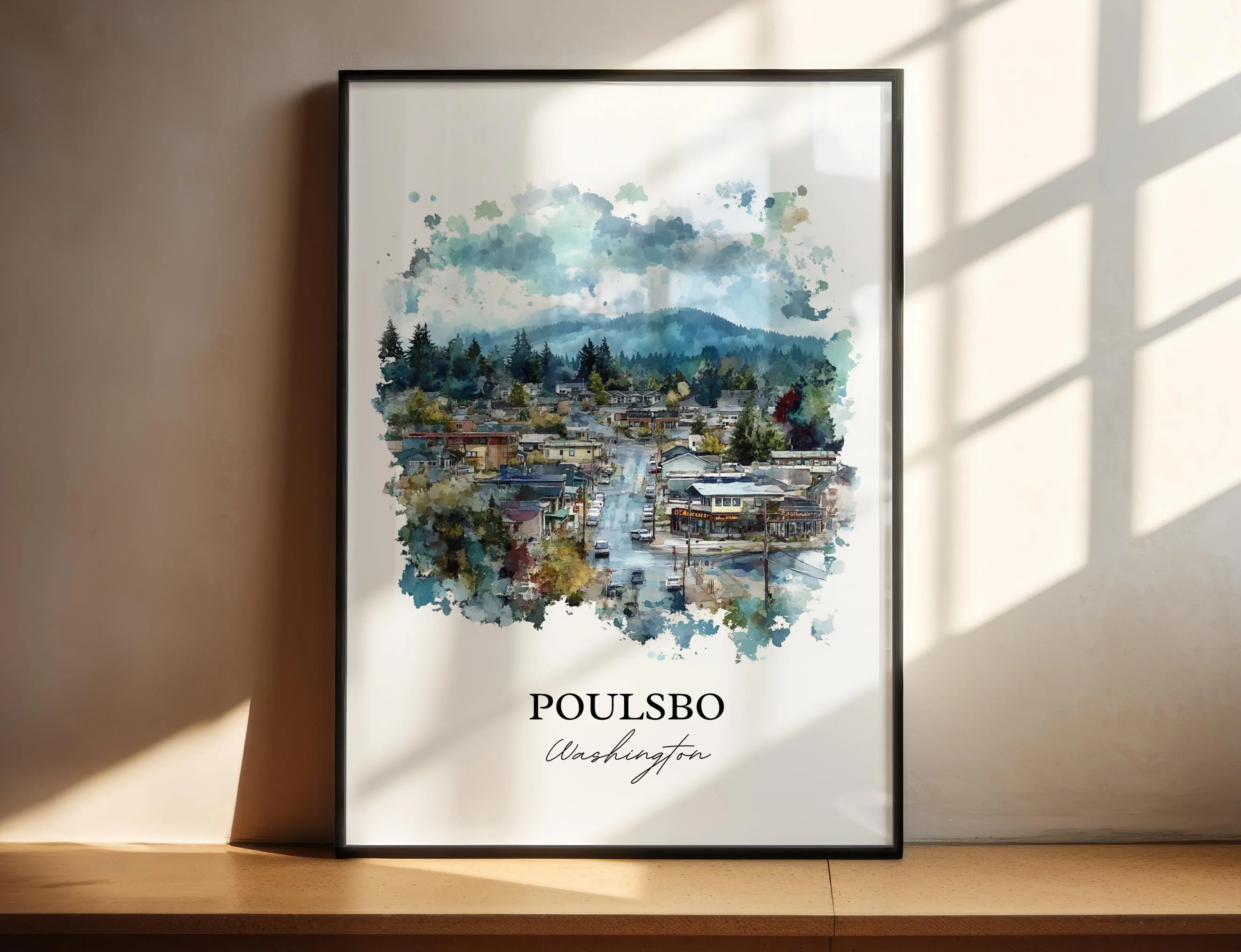 Poulsbo, WA, USA – Watercolor Art Print