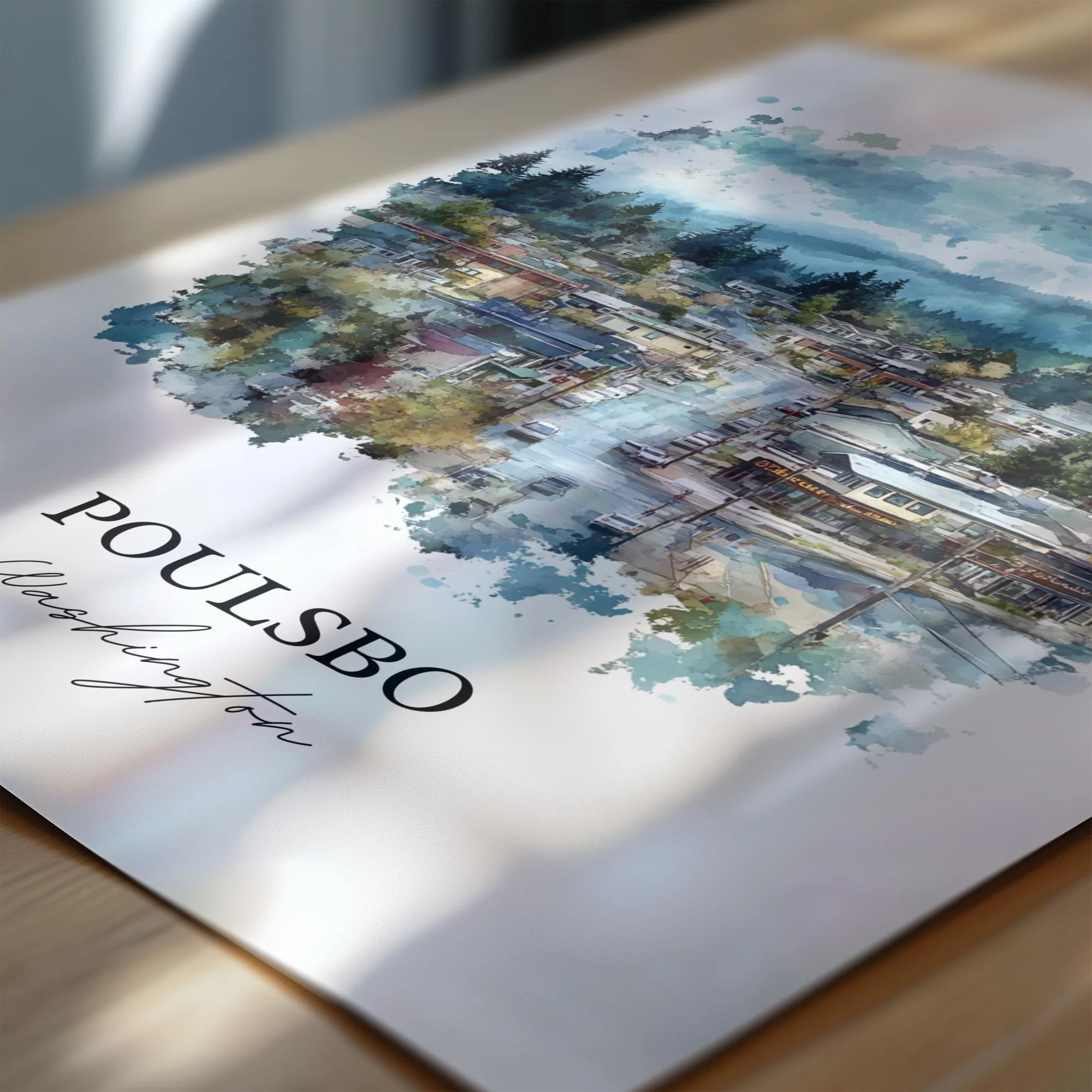 Poulsbo, WA, USA – Watercolor Art Print - Image 2