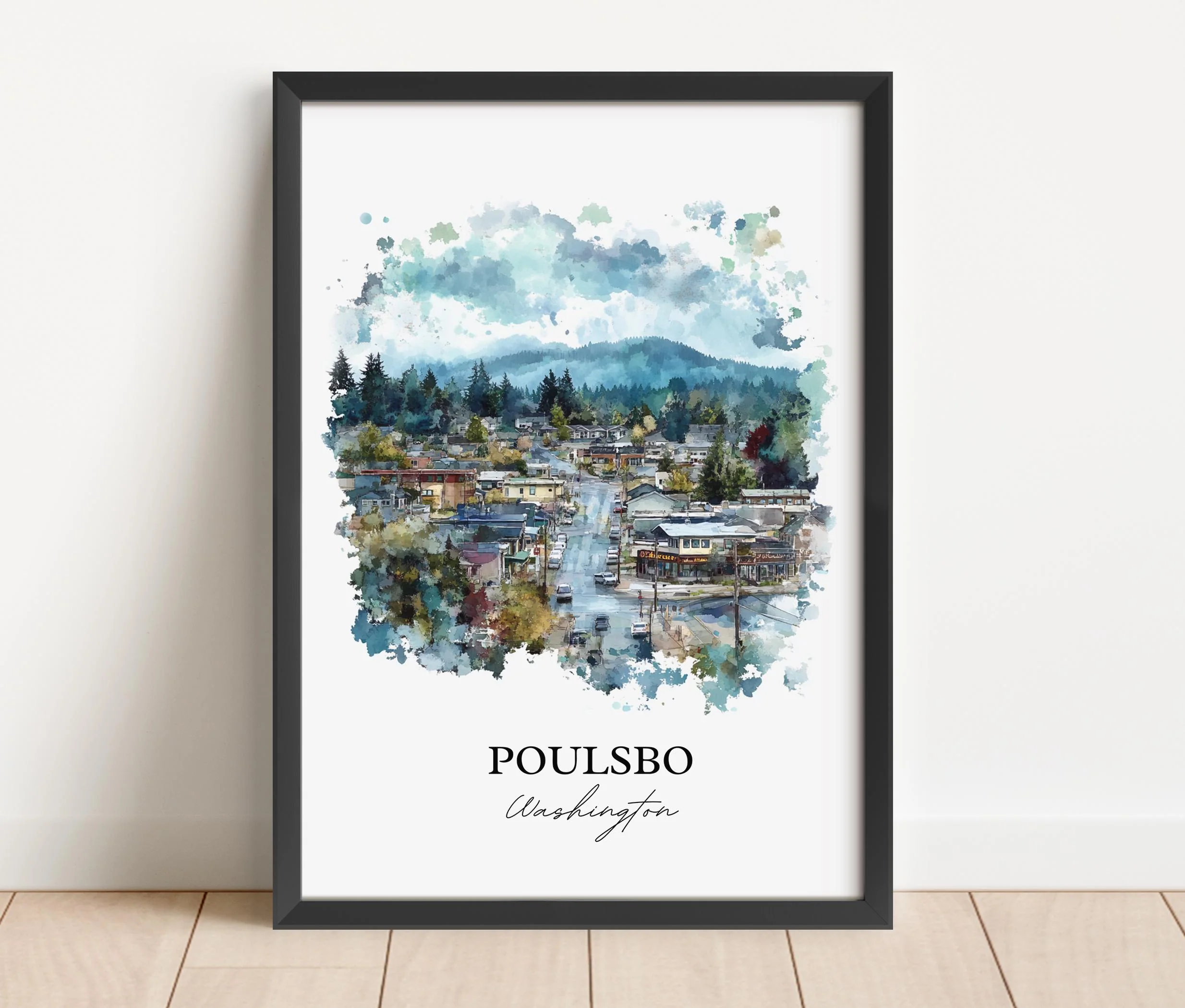 Poulsbo, WA, USA – Watercolor Art Print - Image 3