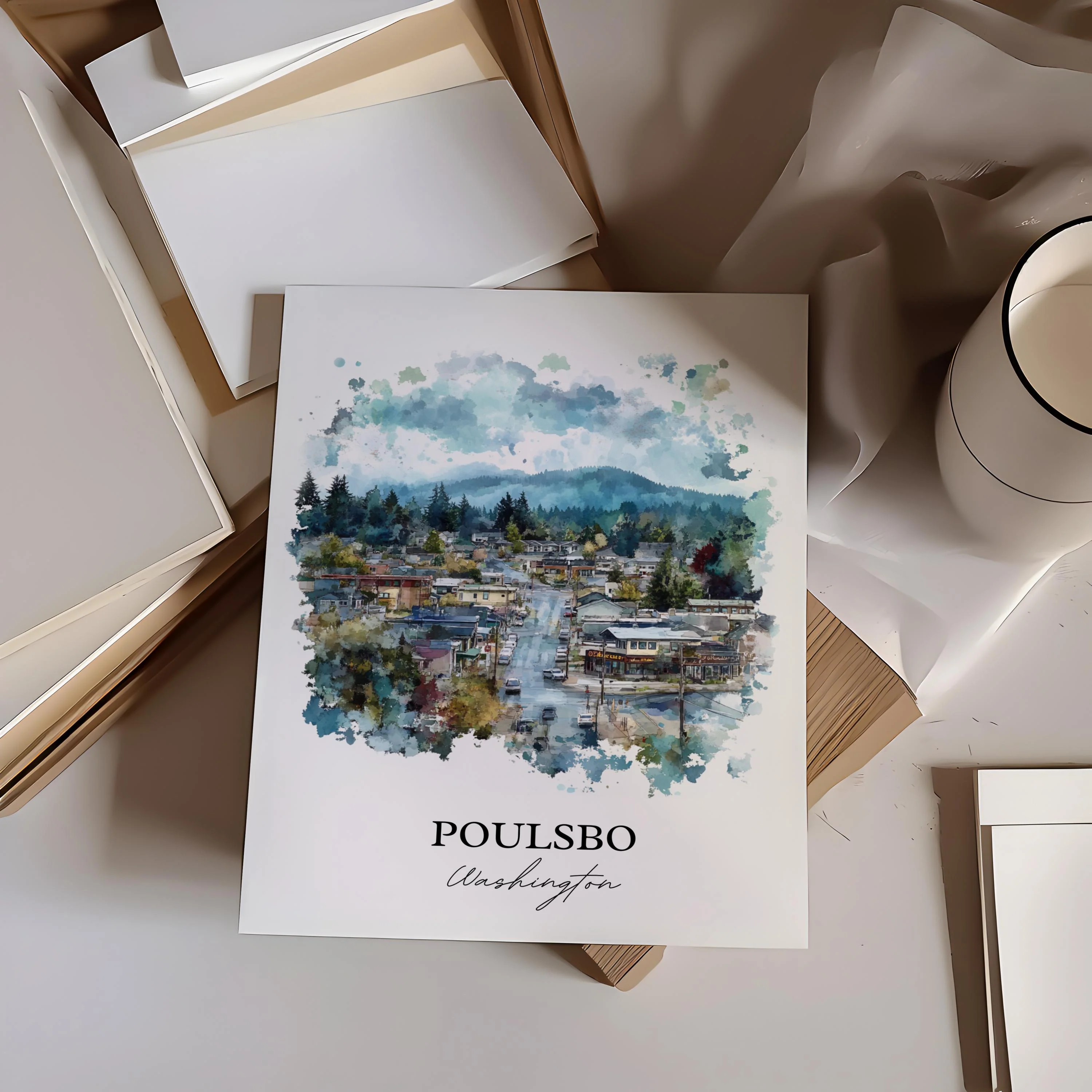 Poulsbo, WA, USA – Watercolor Art Print - Image 5