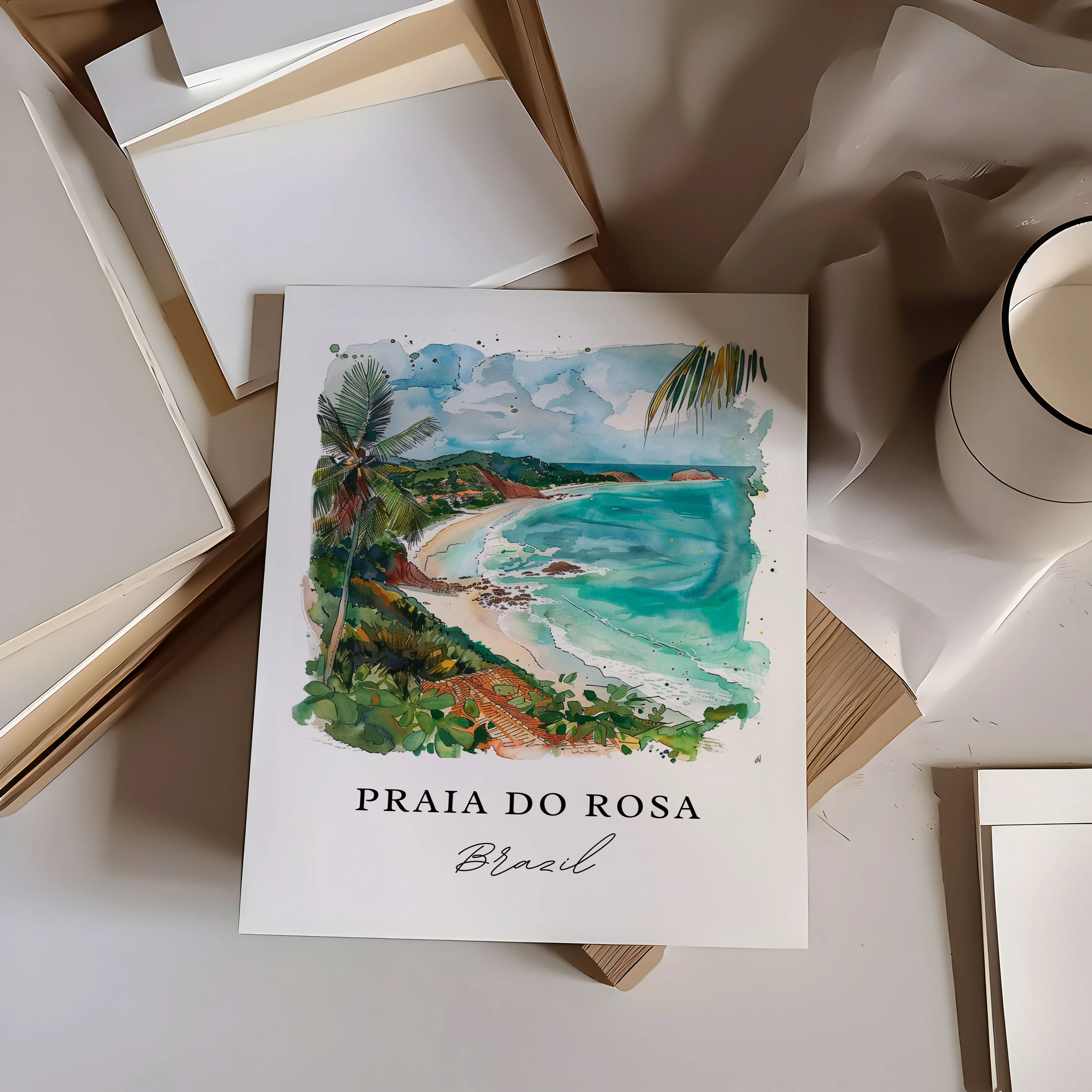Praia Do Rosa, Brazil – Watercolor Art Print - Image 2