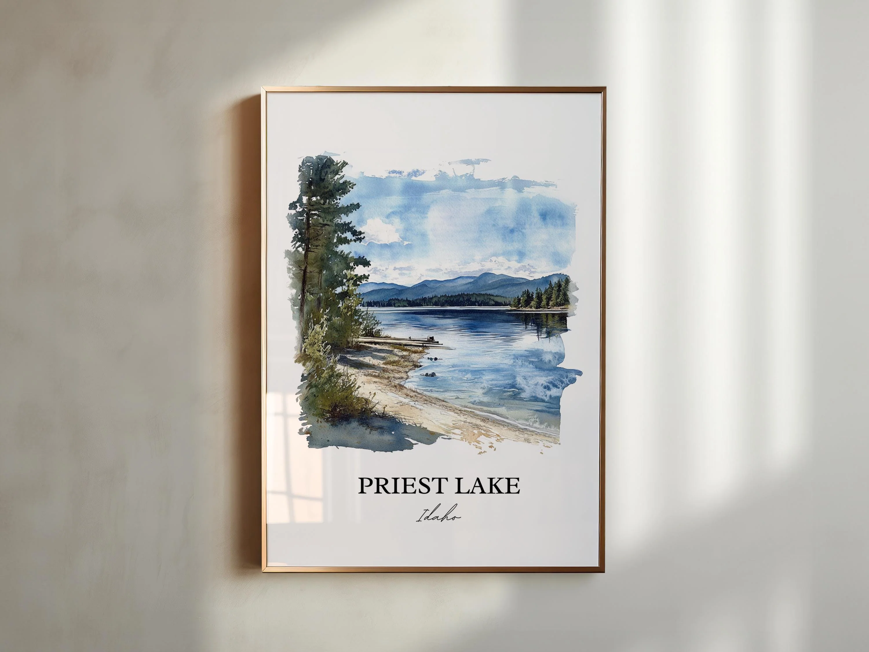Priest Lake, USA – Watercolor Art Print - Image 3