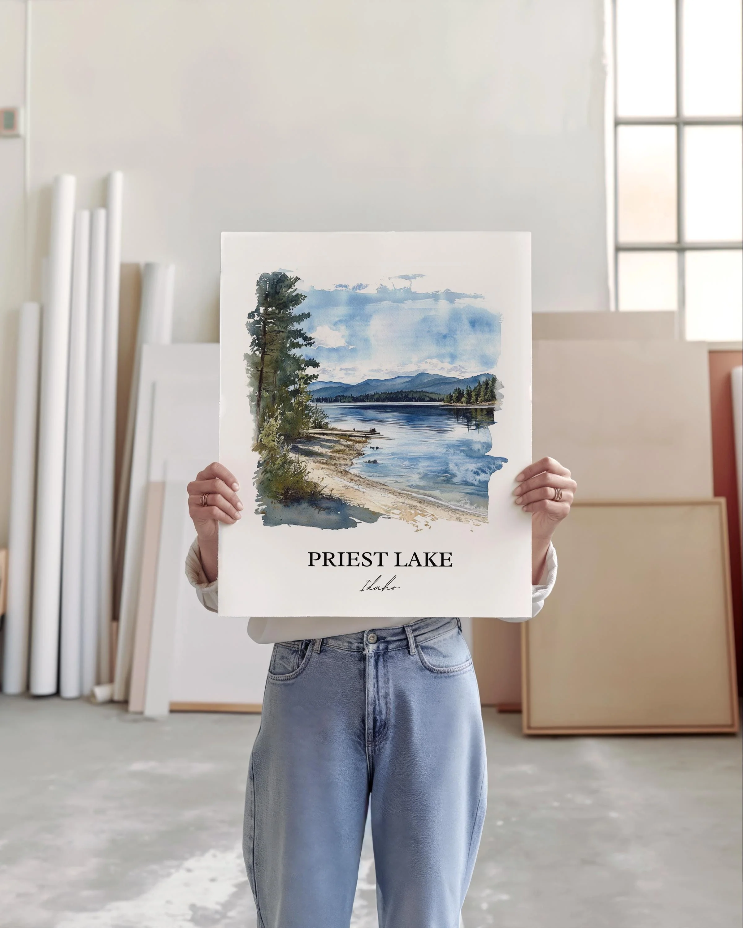 Priest Lake, USA – Watercolor Art Print - Image 4
