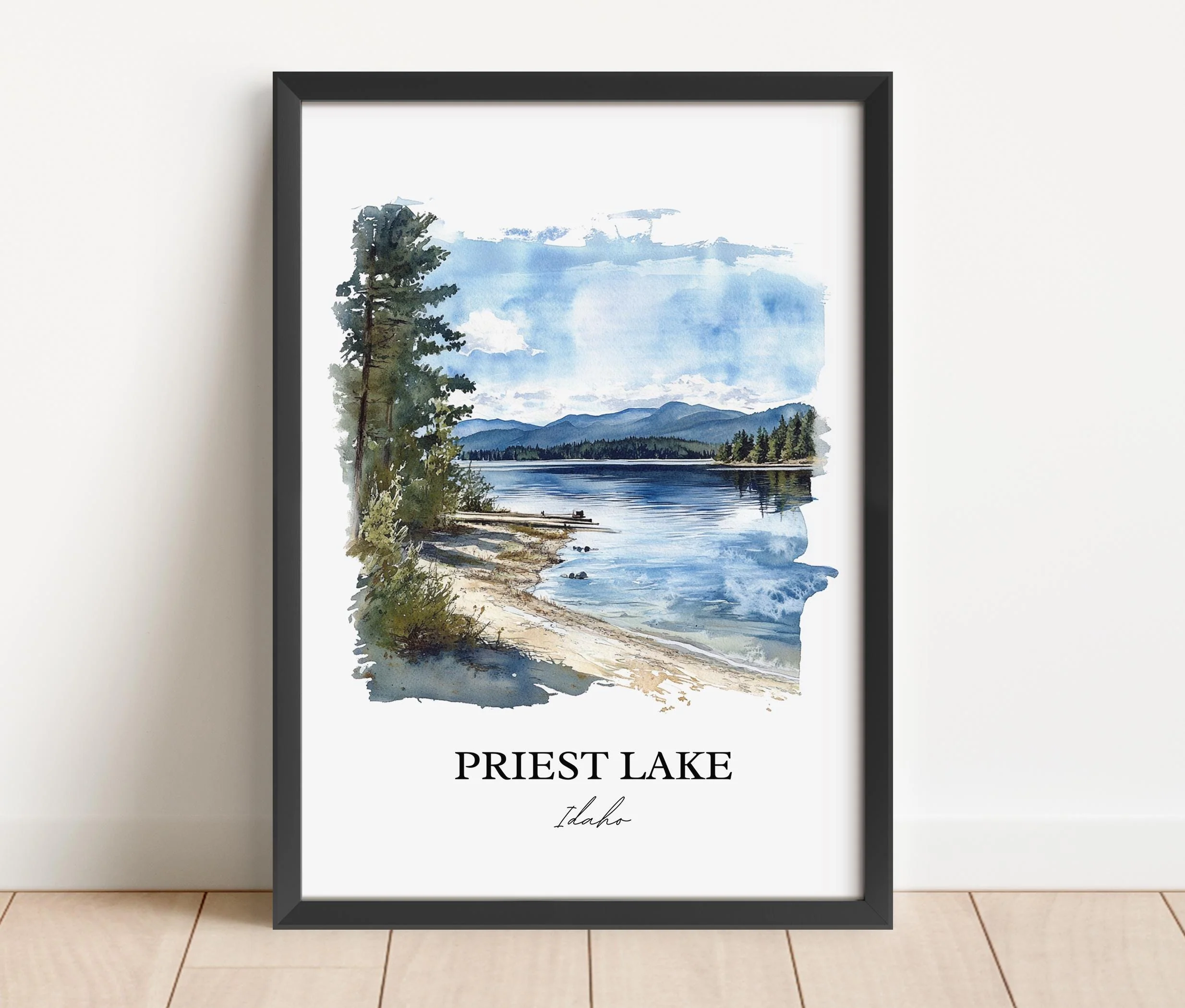 Priest Lake, USA – Watercolor Art Print - Image 2