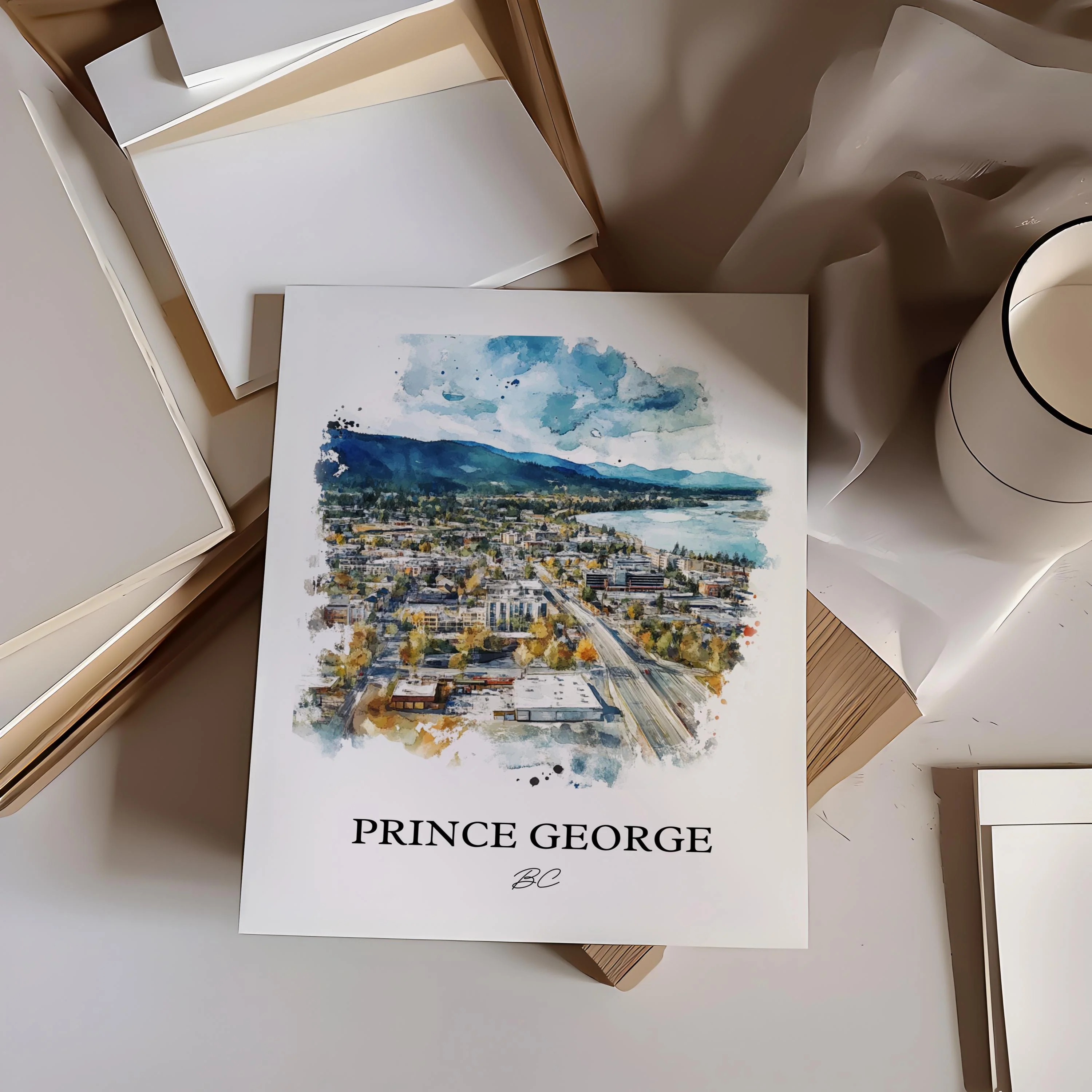 Prince George, Canada – Watercolor Art Print - Image 6