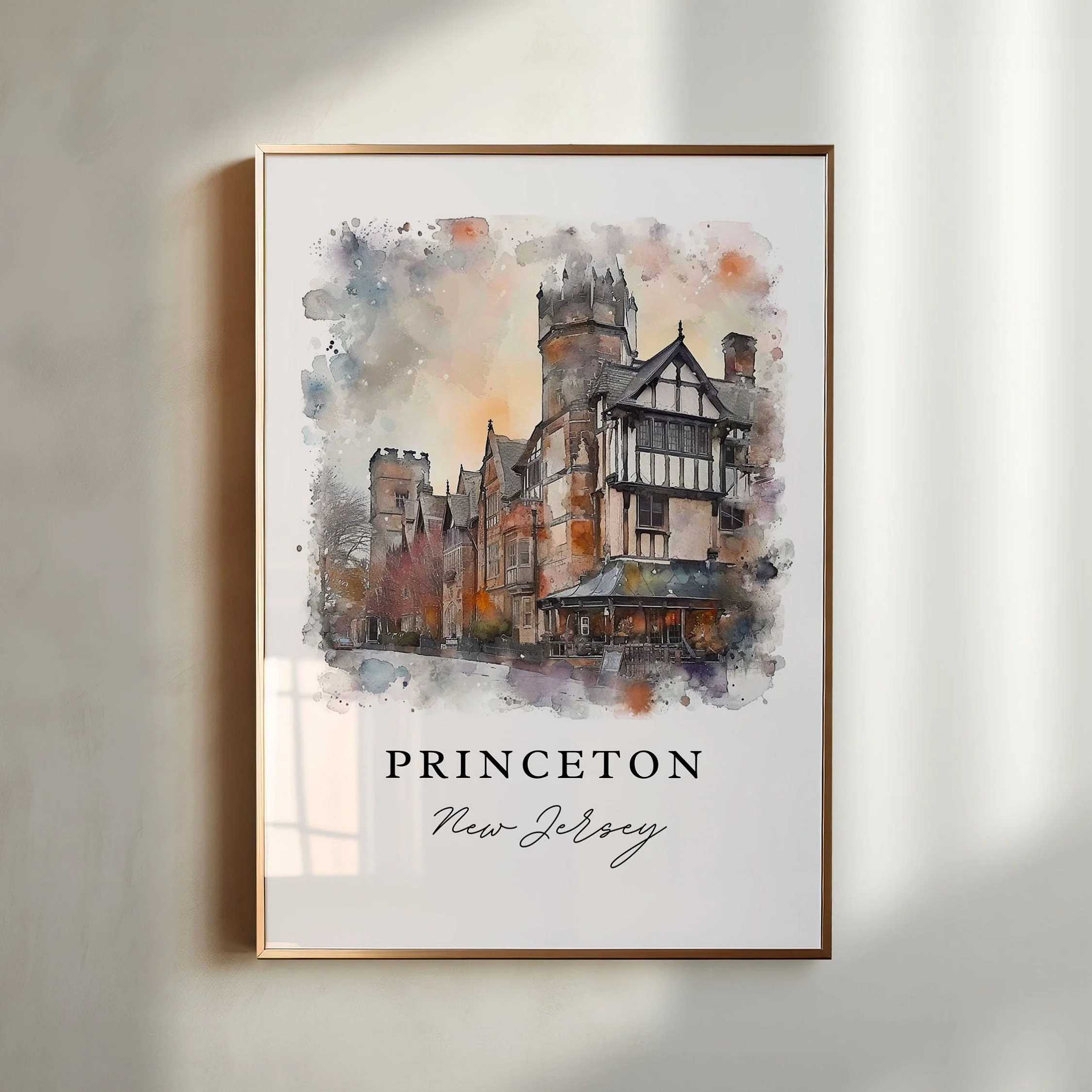 Princeton, New Jersey, New Jersey – Watercolor Art Print