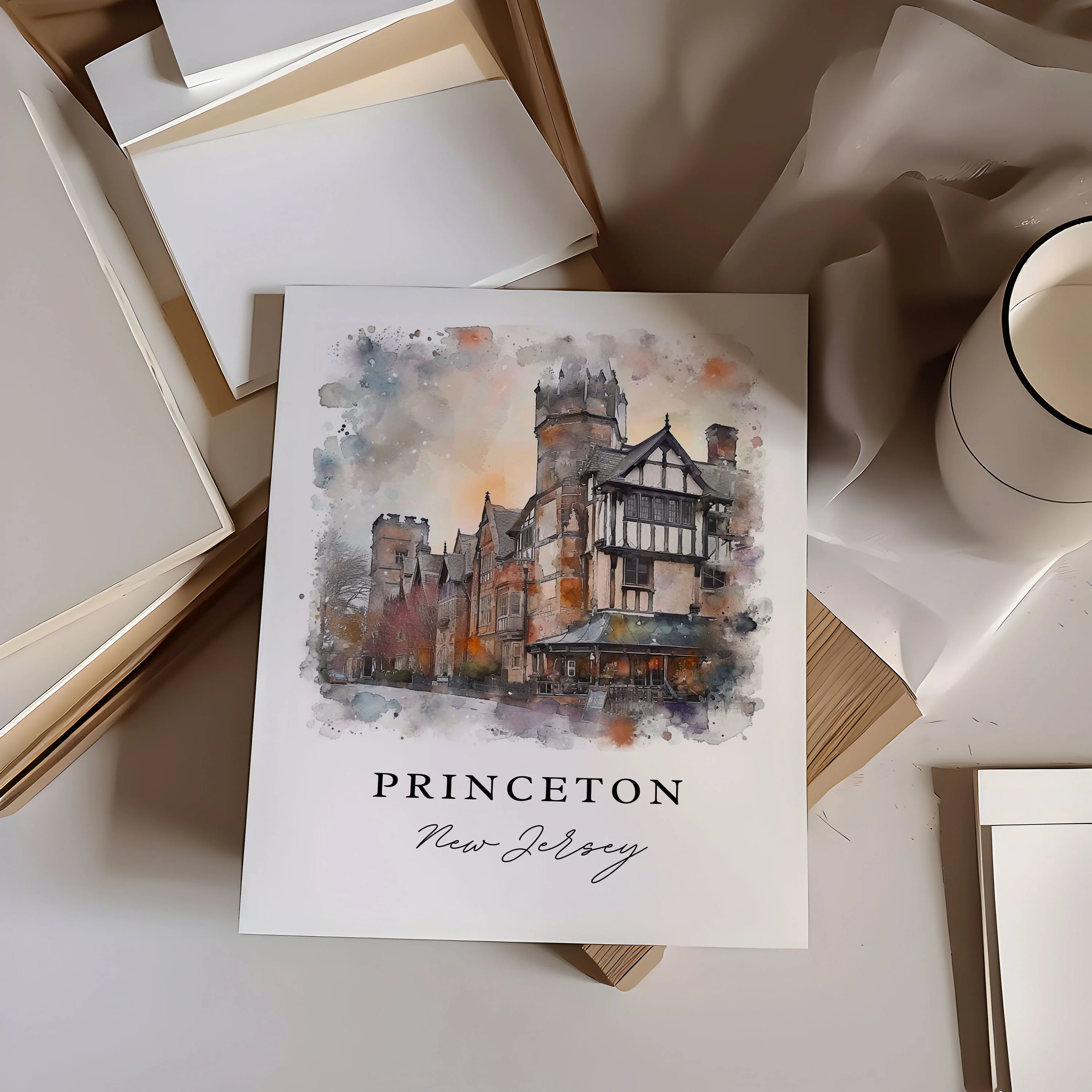 Princeton, New Jersey, New Jersey – Watercolor Art Print - Image 2